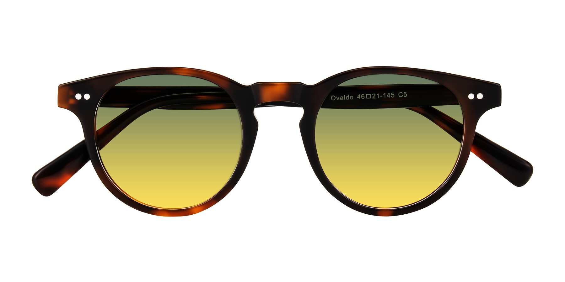 Folded Front of Ovaldo in Tortoise with Green / Yellow Gradient Lenses