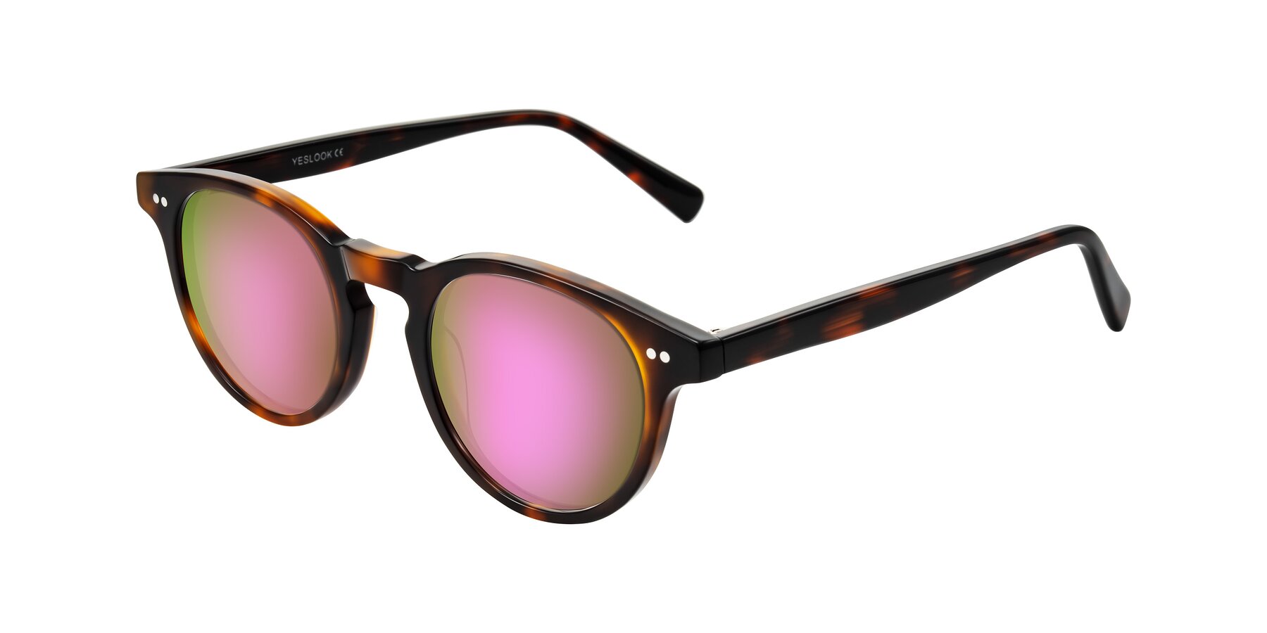 Angle of Ovaldo in Tortoise with Pink Mirrored Lenses