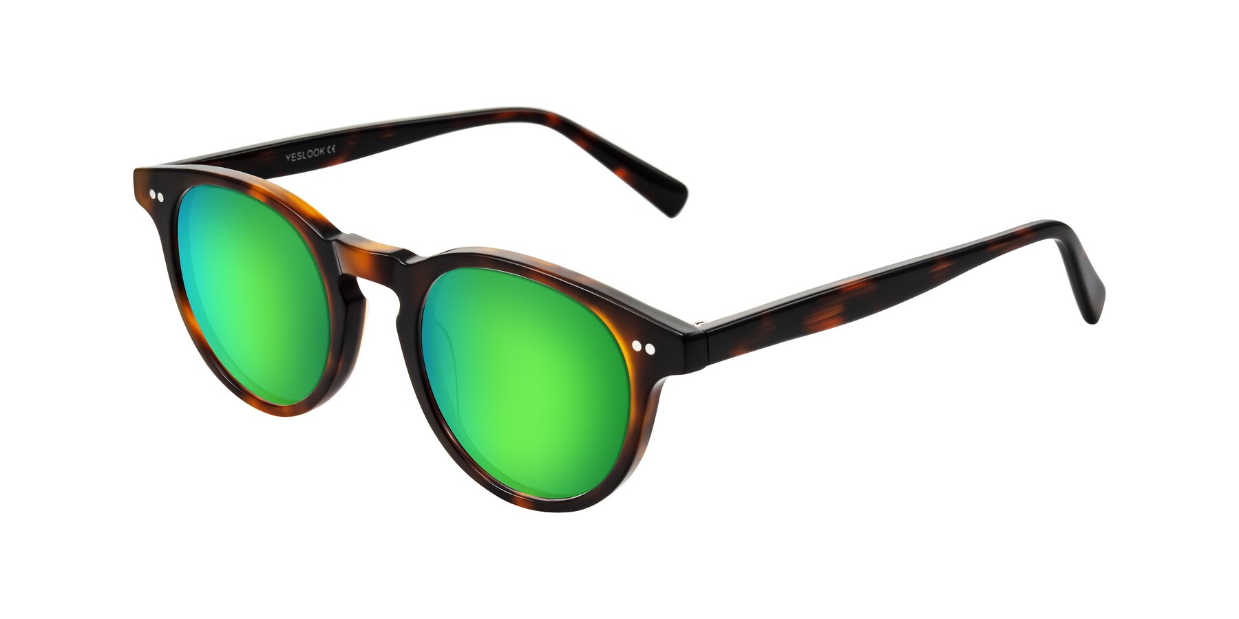Angle of Ovaldo in Tortoise with Green Mirrored Lenses
