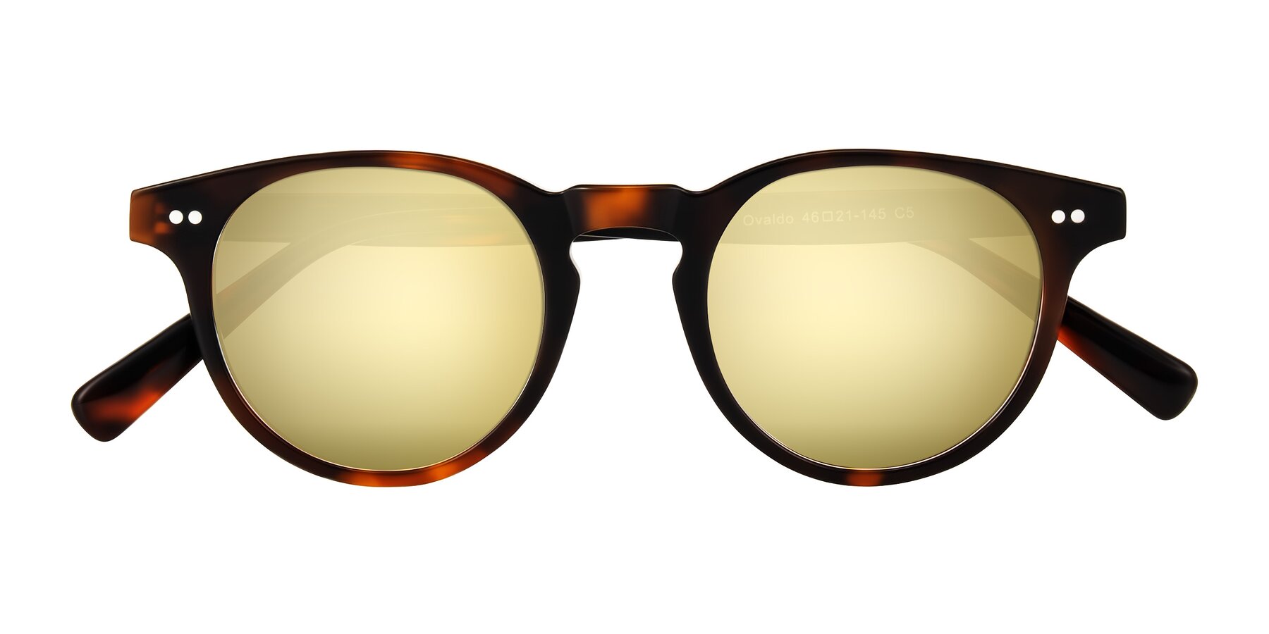 Folded Front of Ovaldo in Tortoise with Gold Mirrored Lenses
