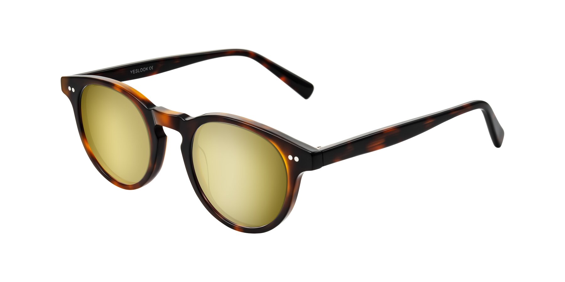 Angle of Ovaldo in Tortoise with Gold Mirrored Lenses