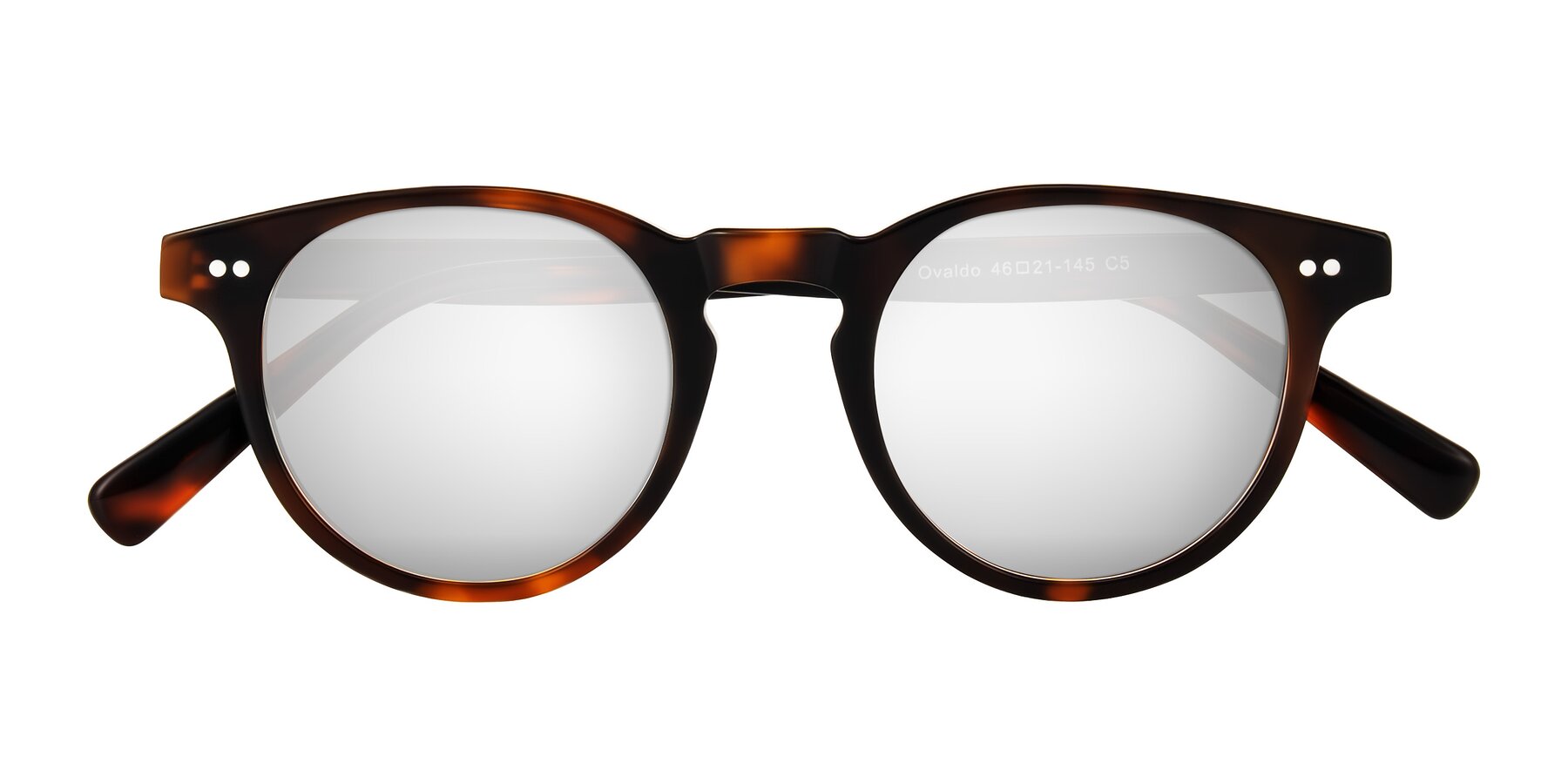 Folded Front of Ovaldo in Tortoise with Silver Mirrored Lenses