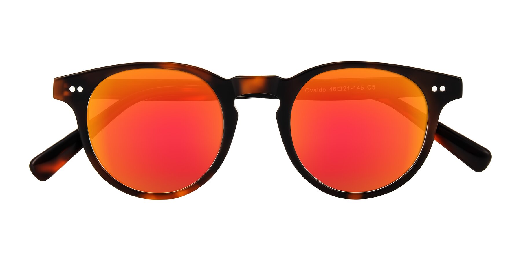 Folded Front of Ovaldo in Tortoise with Red Gold Mirrored Lenses