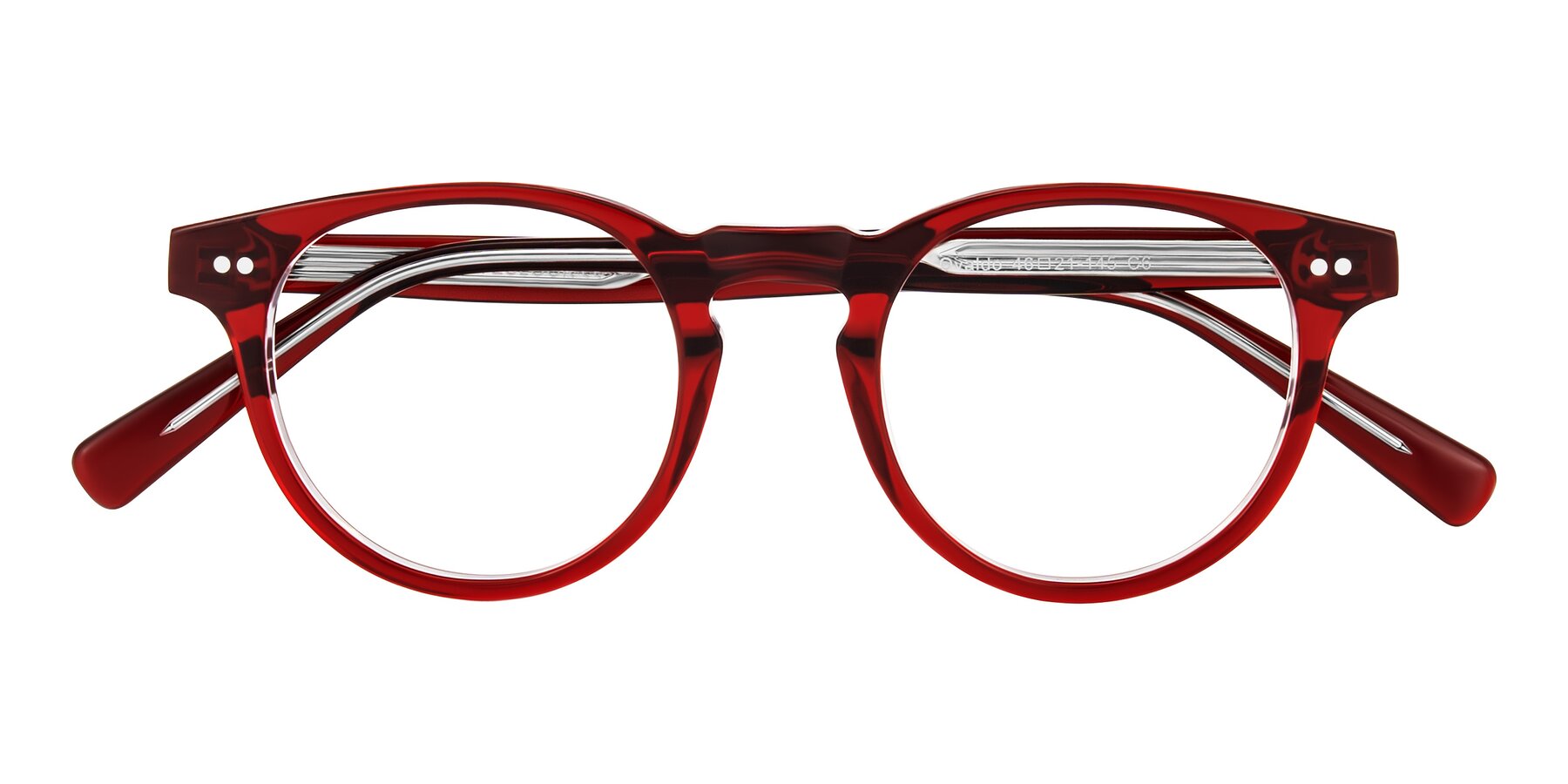 Folded Front of Ovaldo in Wine/Clear with Clear Eyeglass Lenses