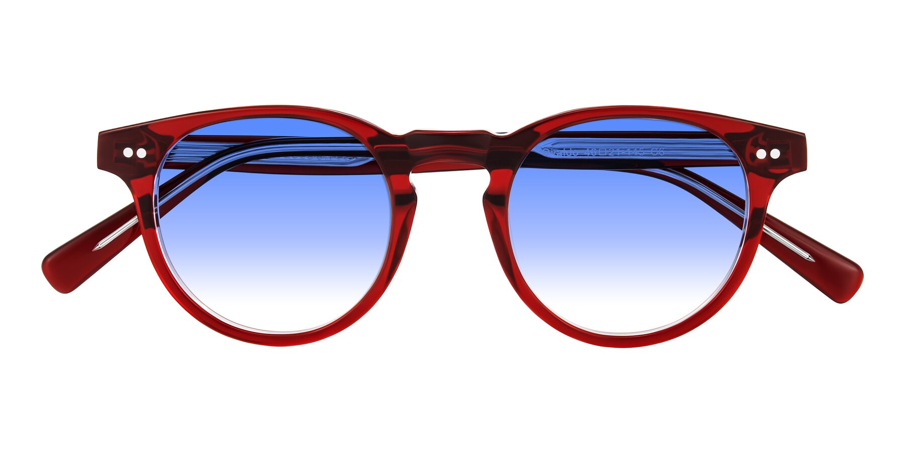Folded Front of Ovaldo in Wine/Clear with Blue Gradient Lenses