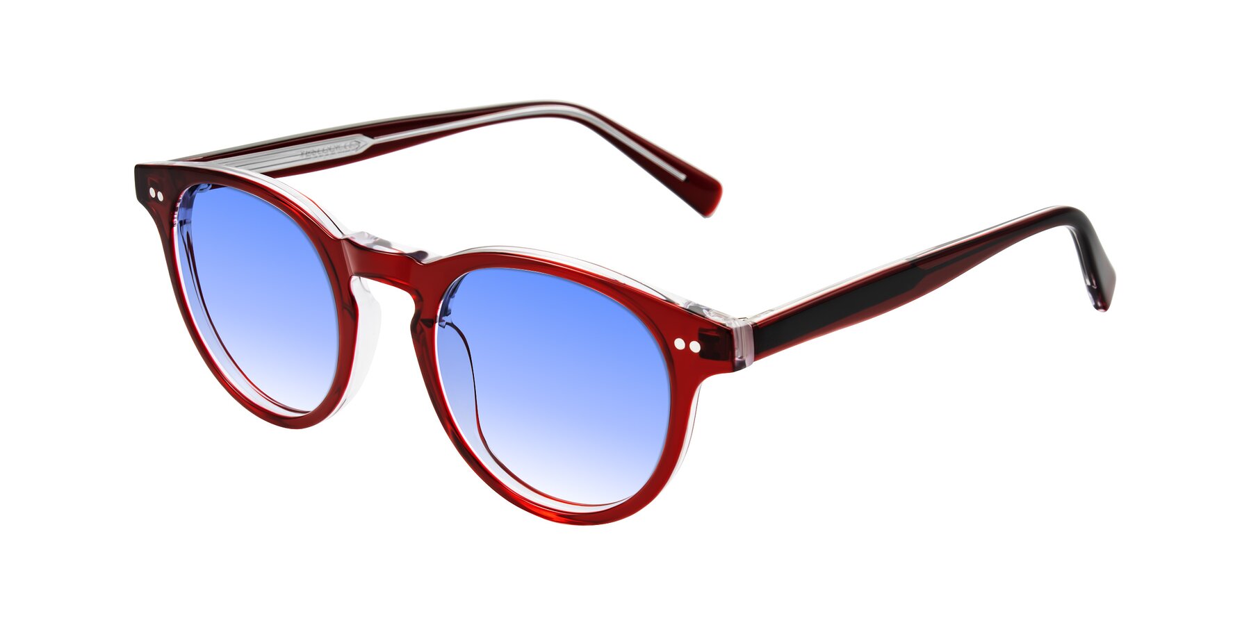 Angle of Ovaldo in Wine/Clear with Blue Gradient Lenses