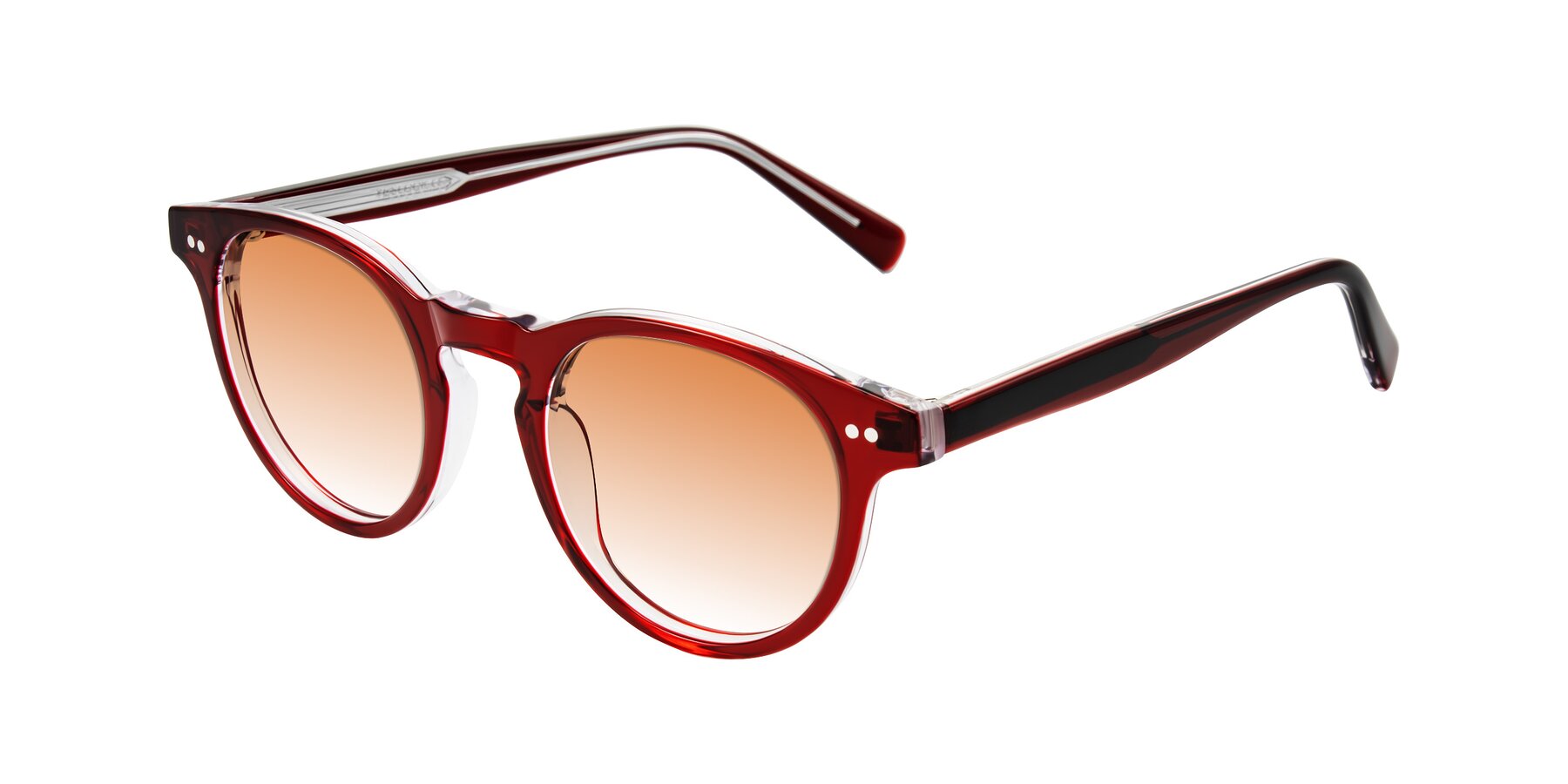 Angle of Ovaldo in Wine/Clear with Orange Gradient Lenses