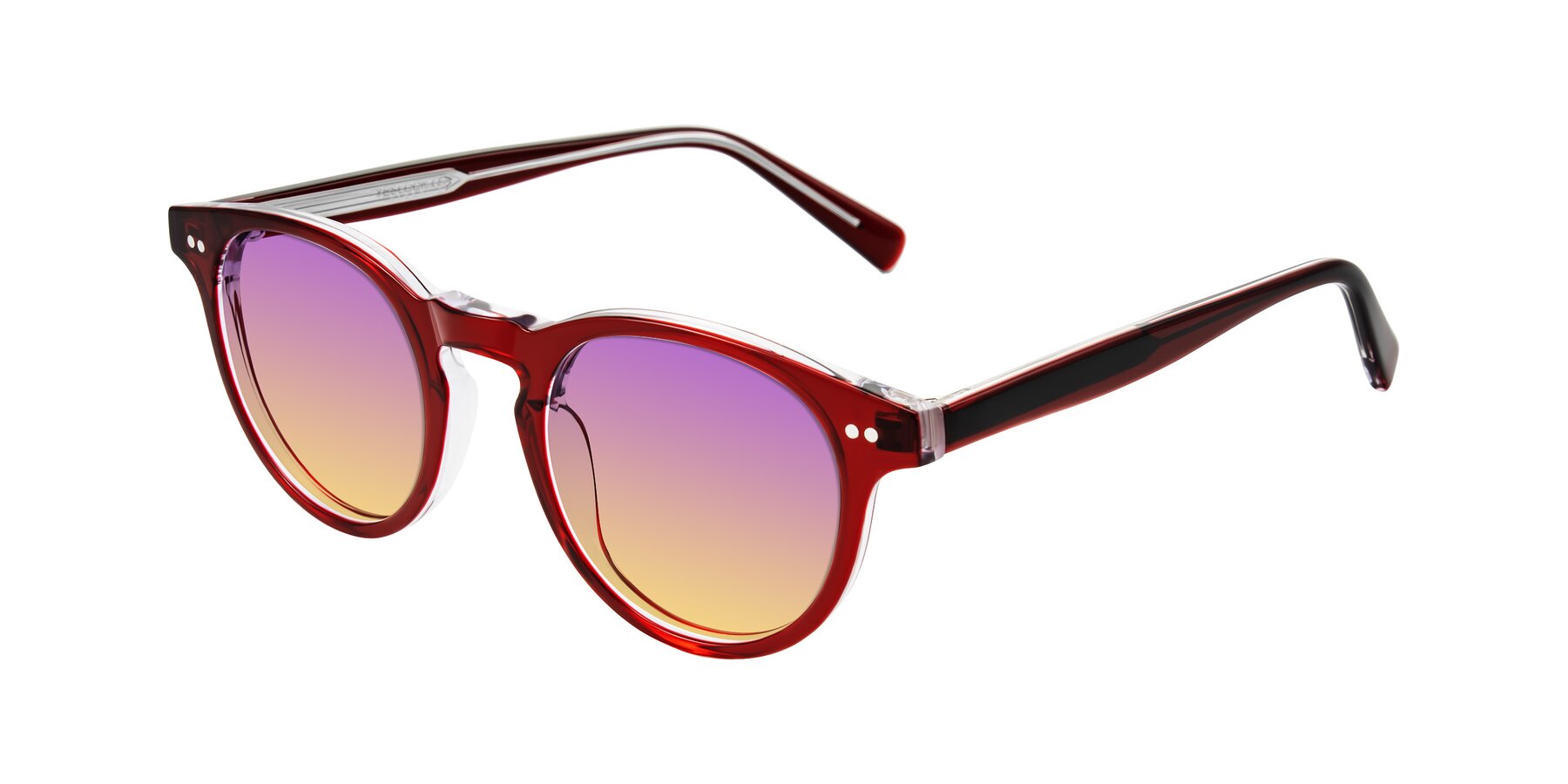 Angle of Ovaldo in Wine/Clear with Purple / Yellow Gradient Lenses
