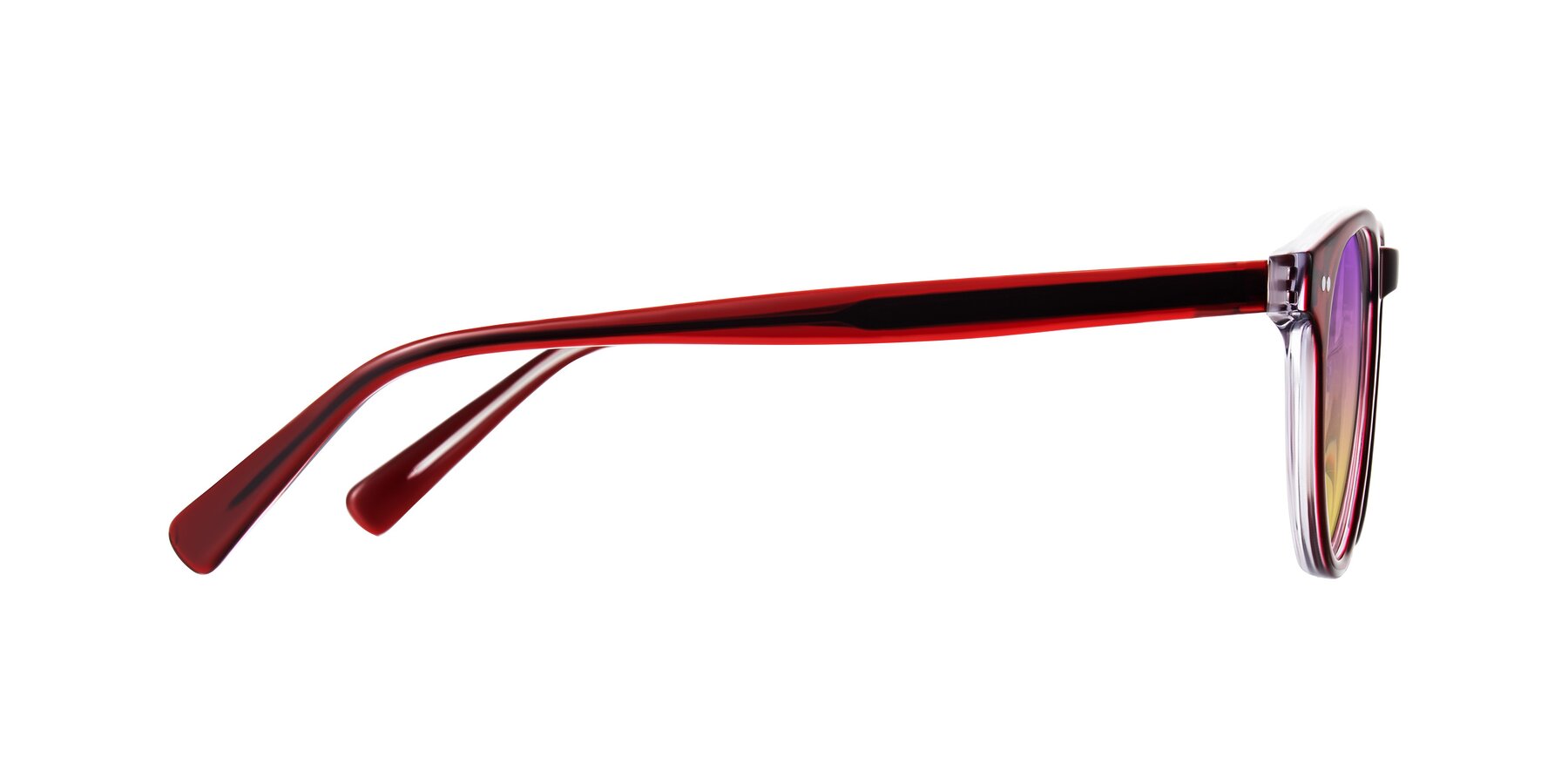 Side of Ovaldo in Wine/Clear with Purple / Yellow Gradient Lenses