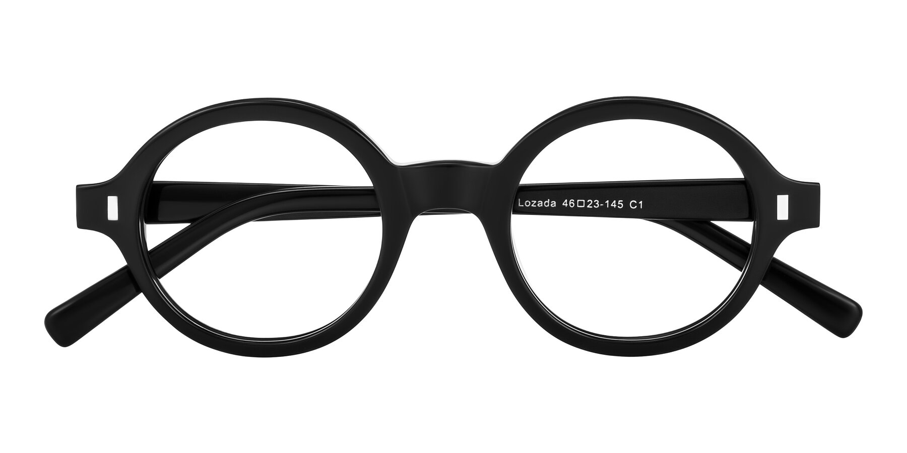 Folded Front of Lozada in Black with Clear Eyeglass Lenses