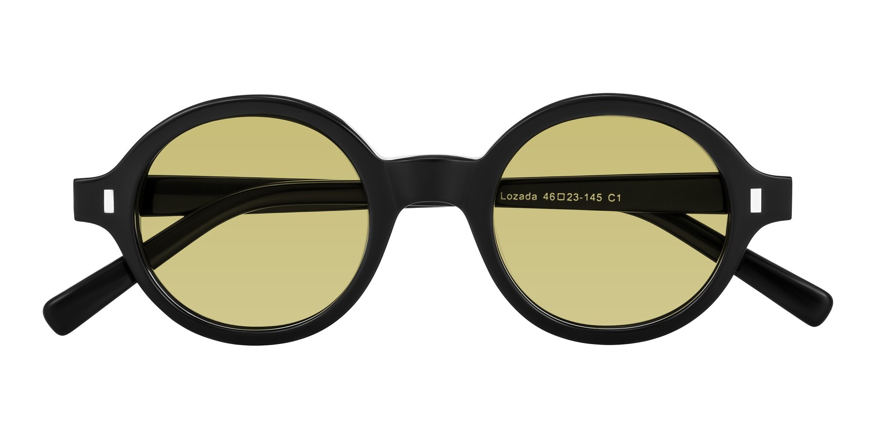 Folded Front of Lozada in Black with Medium Champagne Tinted Lenses