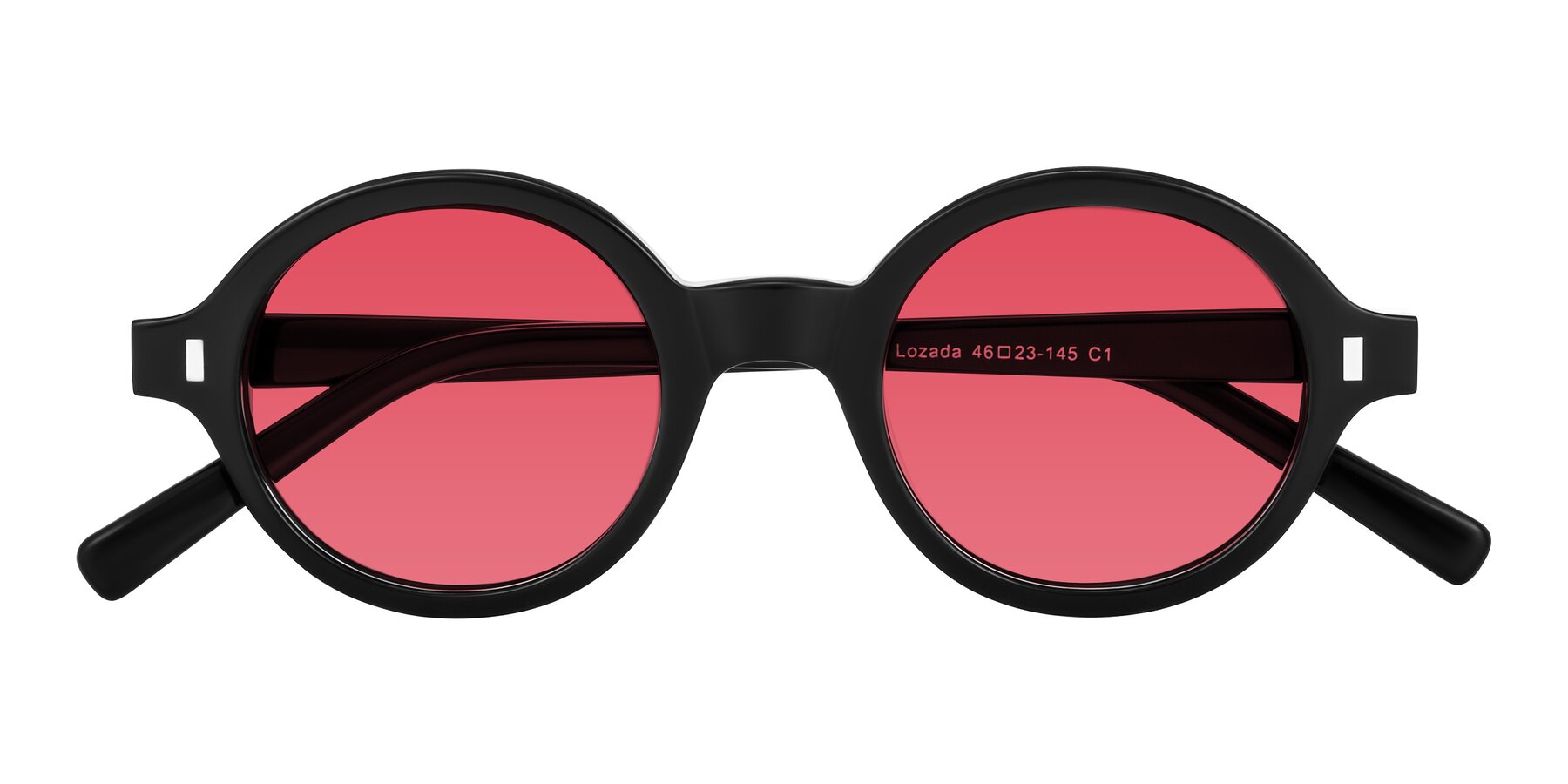 Folded Front of Lozada in Black with Red Tinted Lenses