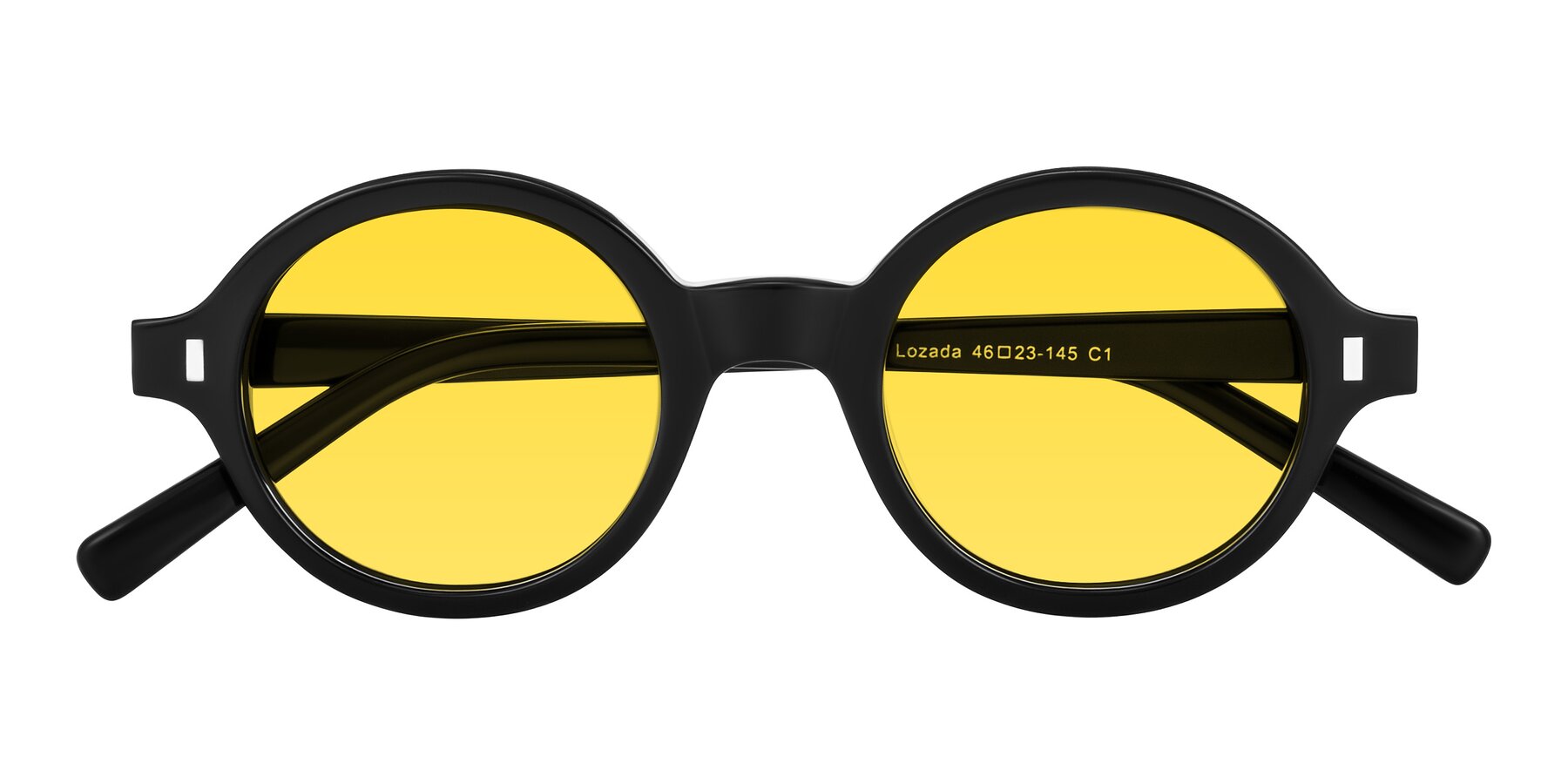 Folded Front of Lozada in Black with Yellow Tinted Lenses