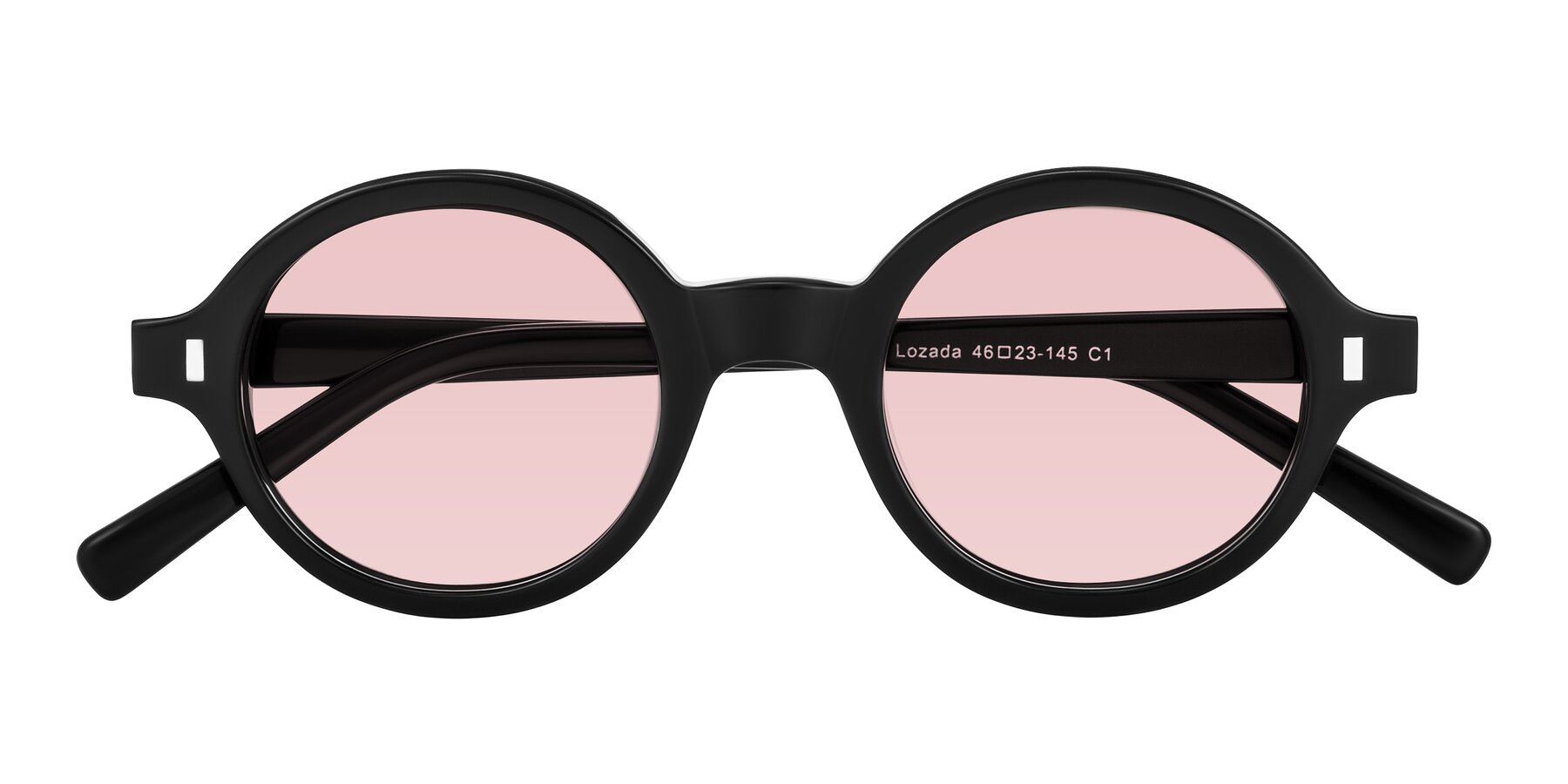 Folded Front of Lozada in Black with Light Garnet Tinted Lenses