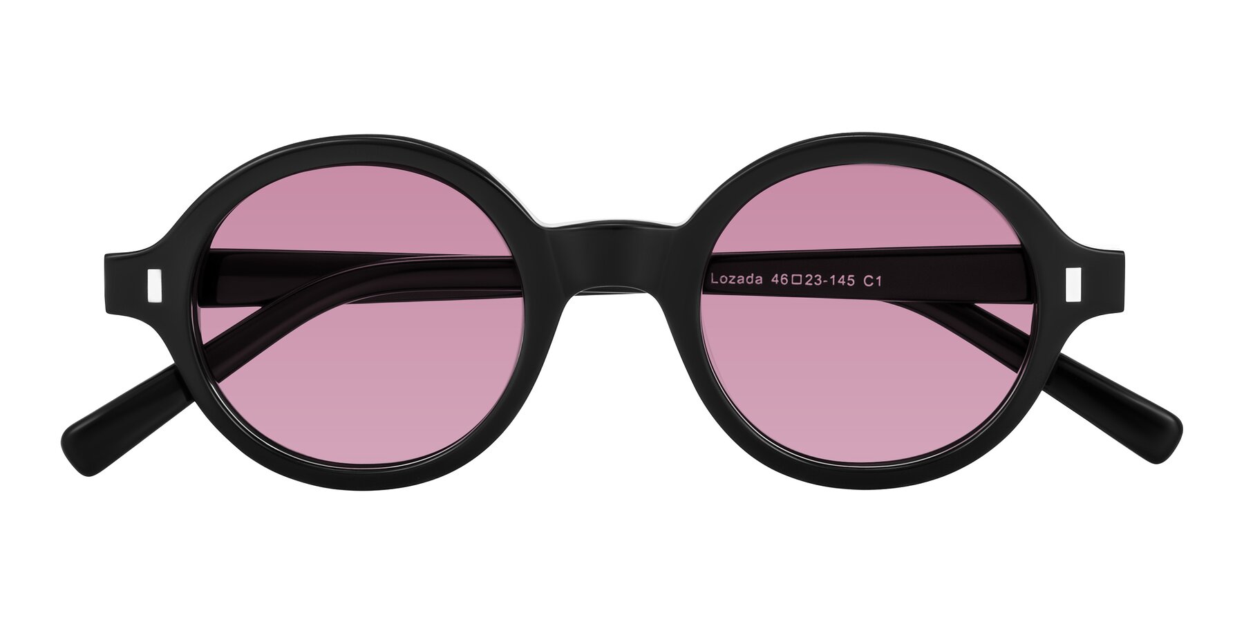 Folded Front of Lozada in Black with Medium Wine Tinted Lenses