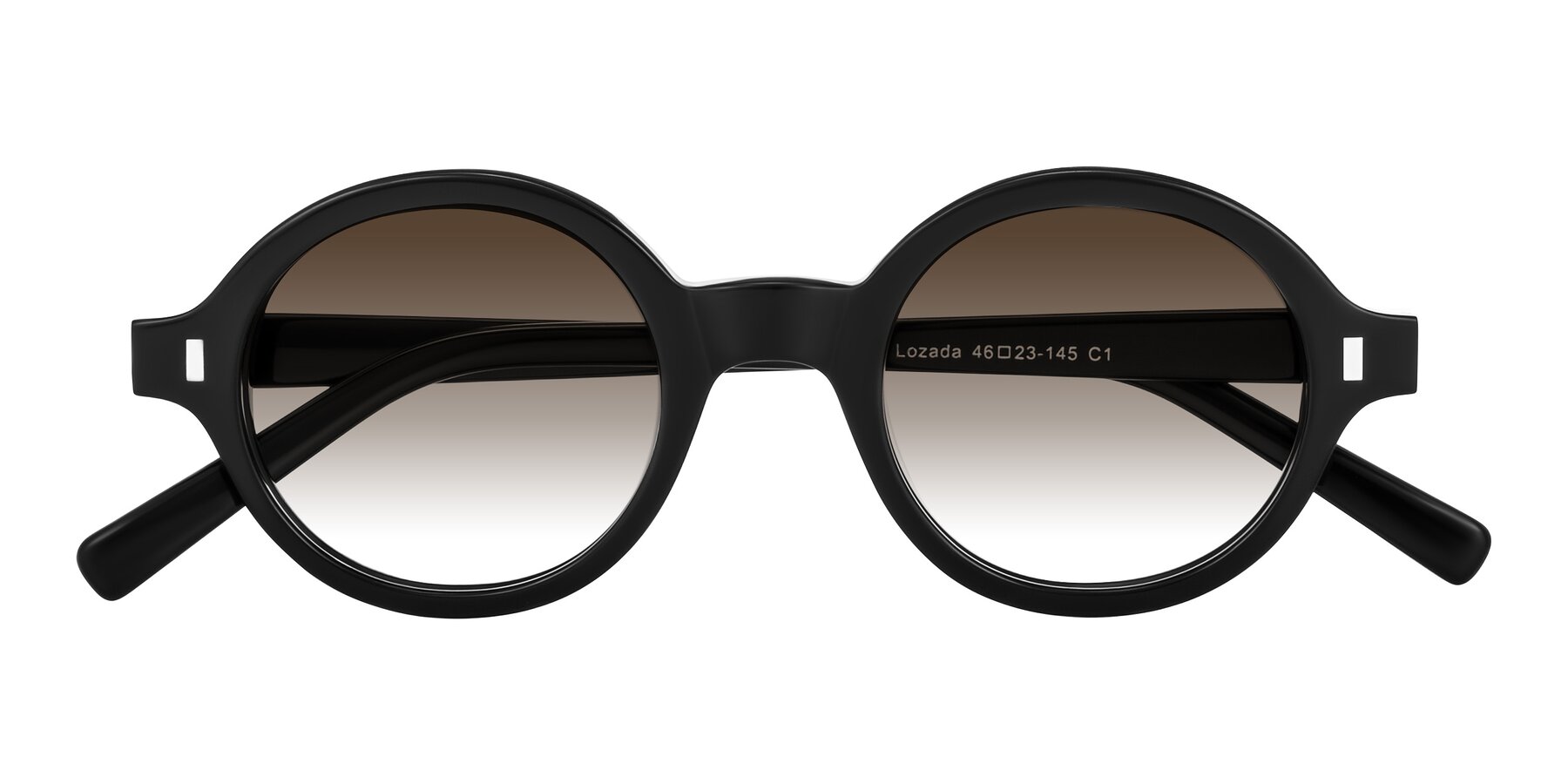 Folded Front of Lozada in Black with Brown Gradient Lenses