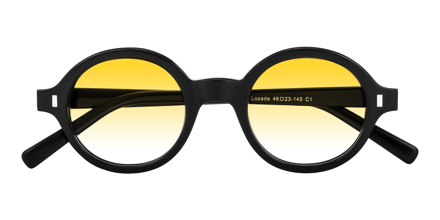 Folded Front of Lozada in Black with Yellow Gradient Lenses