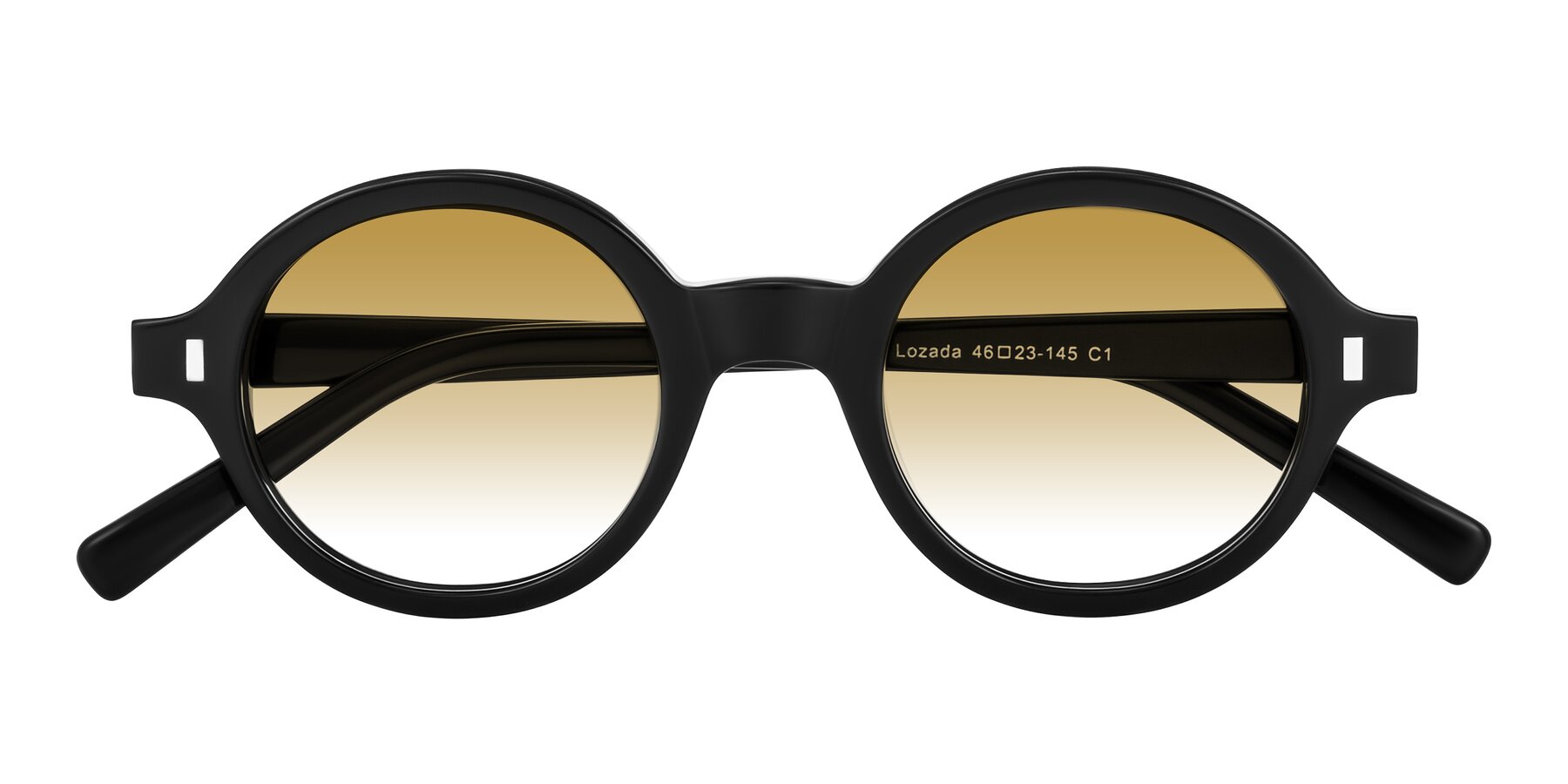 Folded Front of Lozada in Black with Champagne Gradient Lenses
