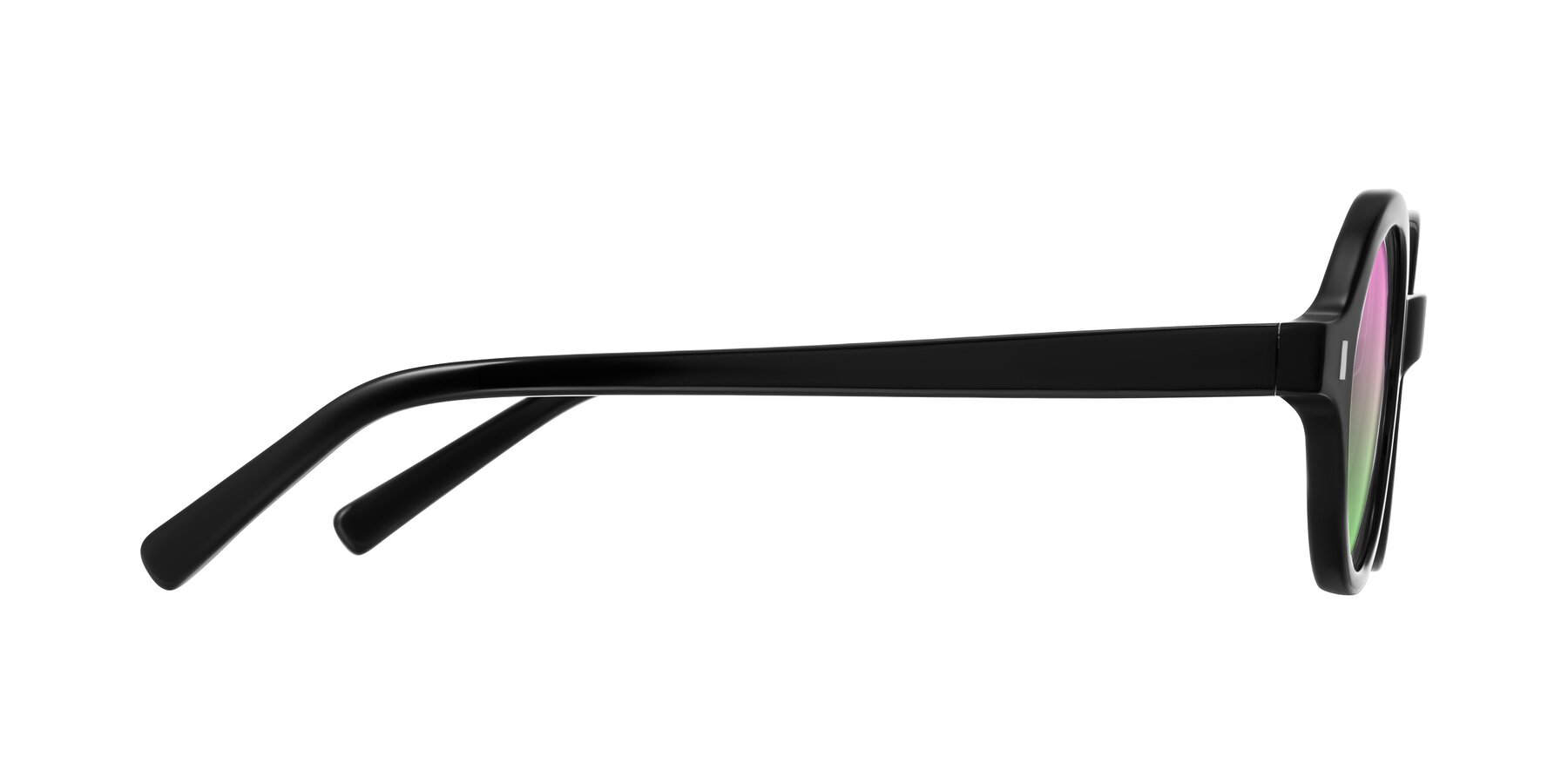 Side of Lozada in Black with Pink / Green Gradient Lenses