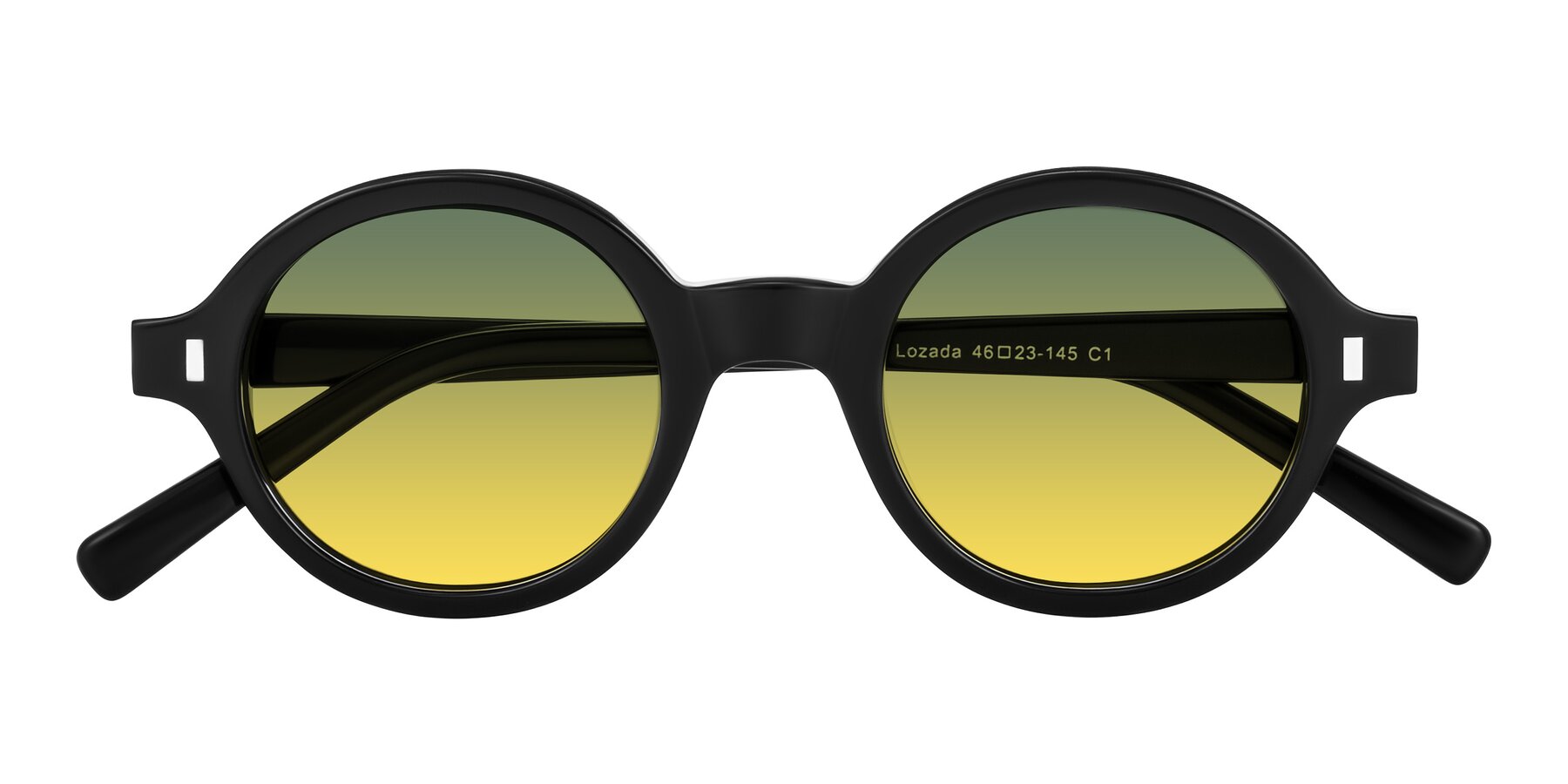 Folded Front of Lozada in Black with Green / Yellow Gradient Lenses