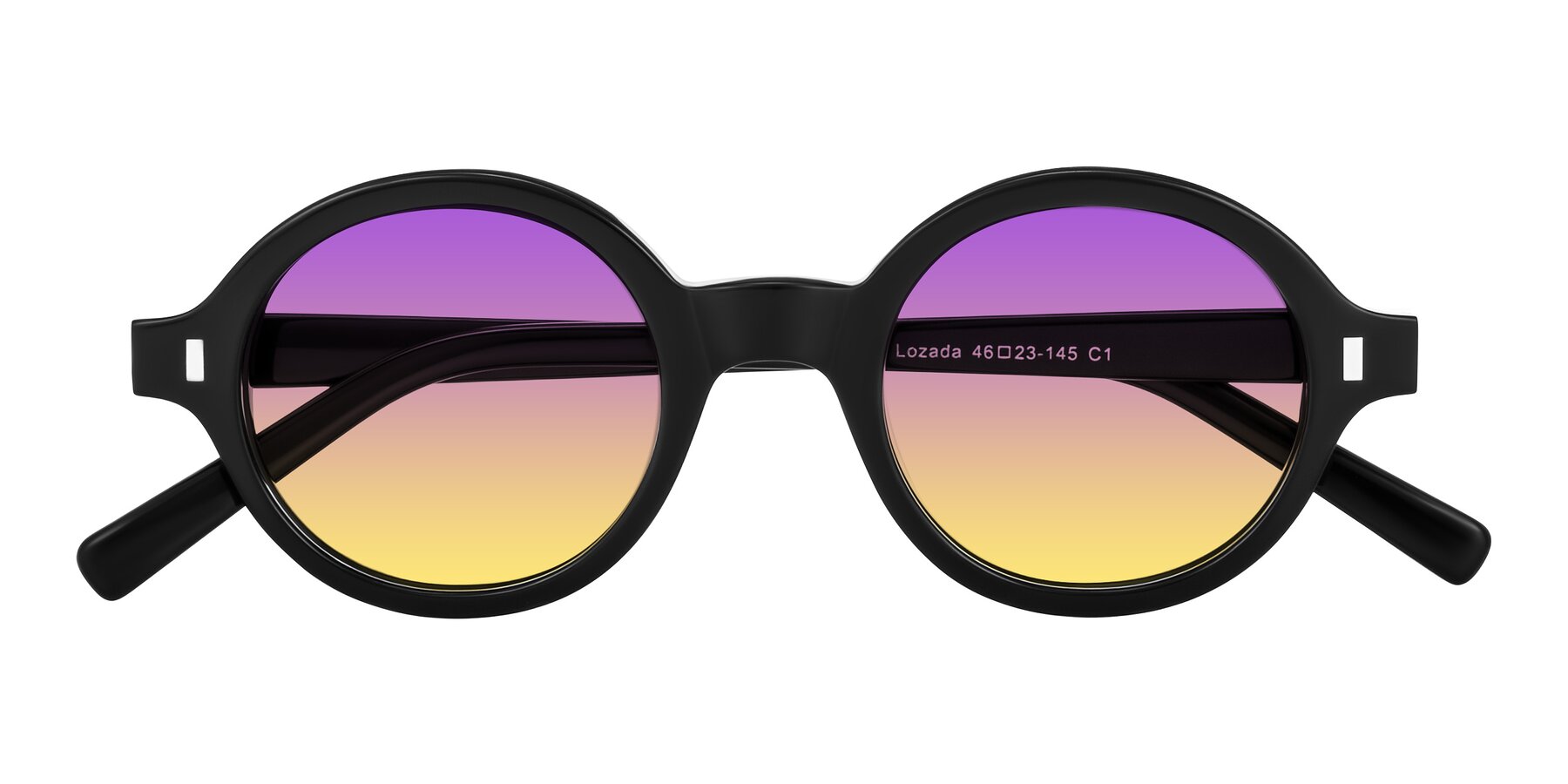 Folded Front of Lozada in Black with Purple / Yellow Gradient Lenses