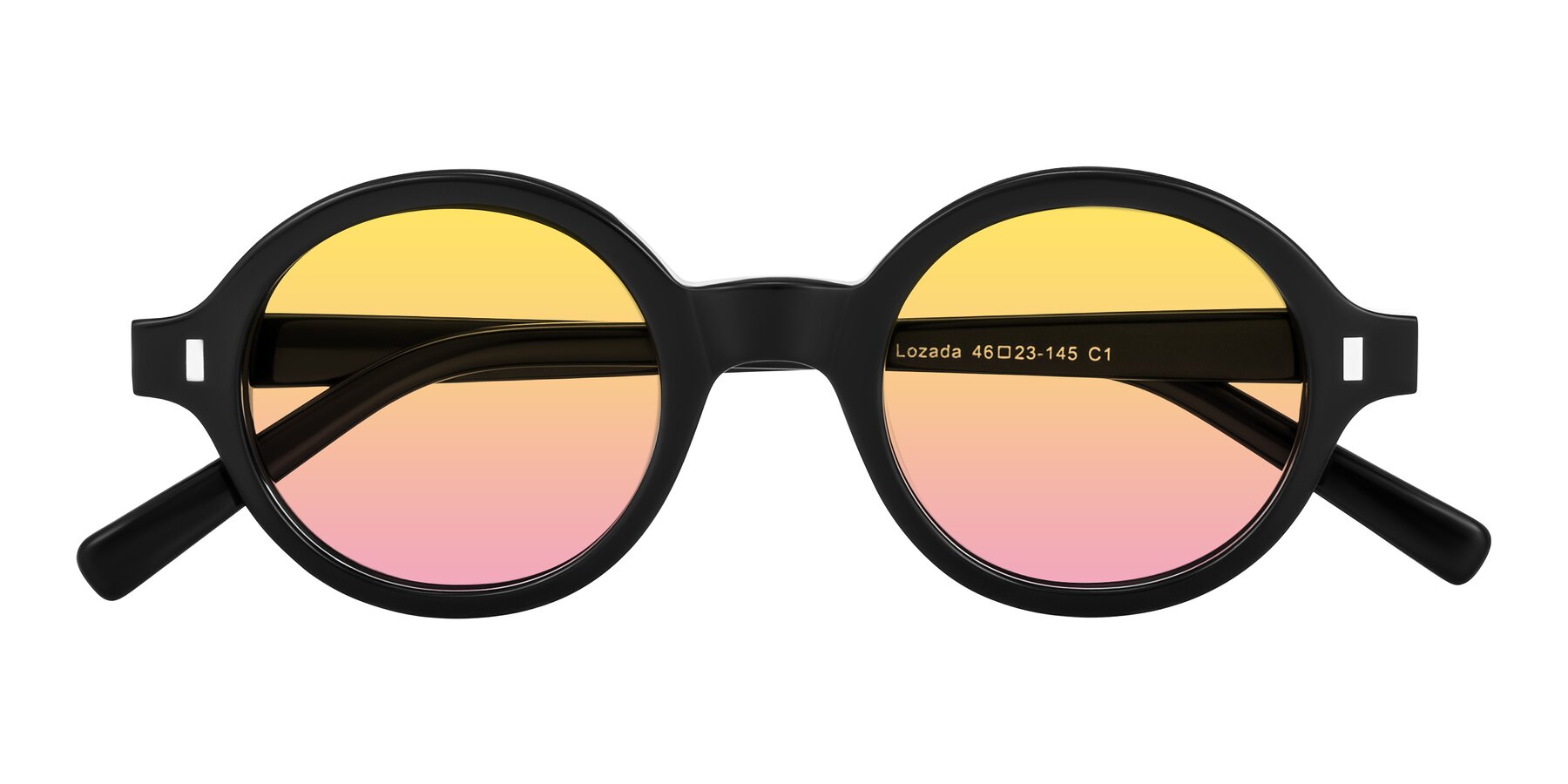 Folded Front of Lozada in Black with Yellow / Pink Gradient Lenses