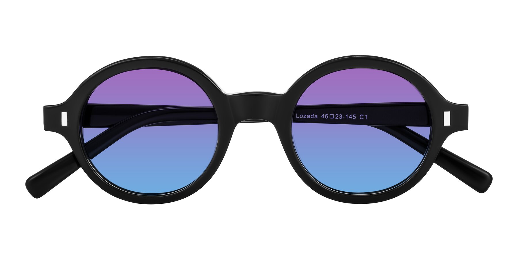 Folded Front of Lozada in Black with Purple / Blue Gradient Lenses