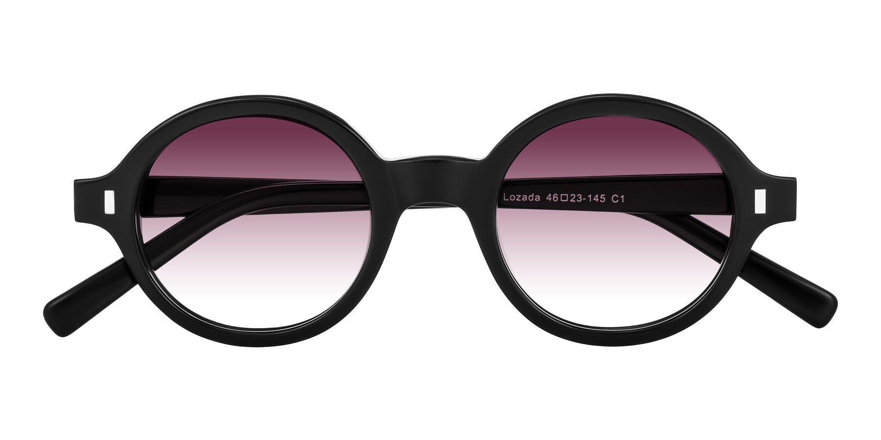 Folded Front of Lozada in Black with Wine Gradient Lenses