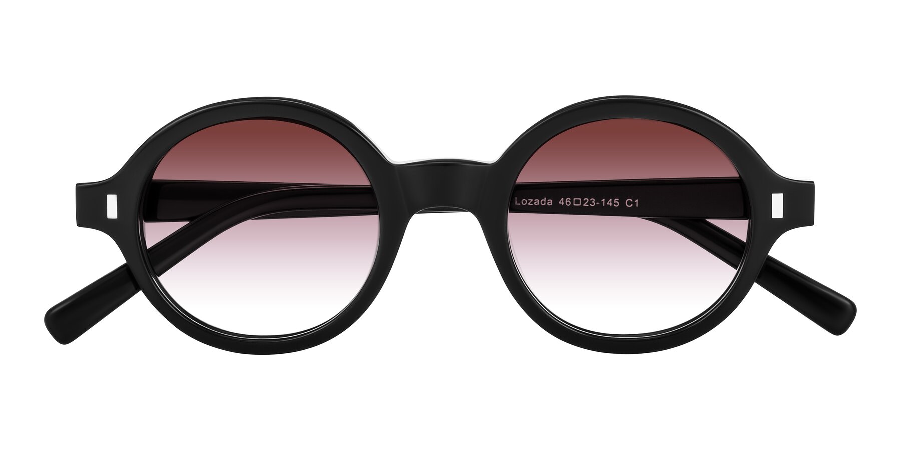 Folded Front of Lozada in Black with Garnet Gradient Lenses
