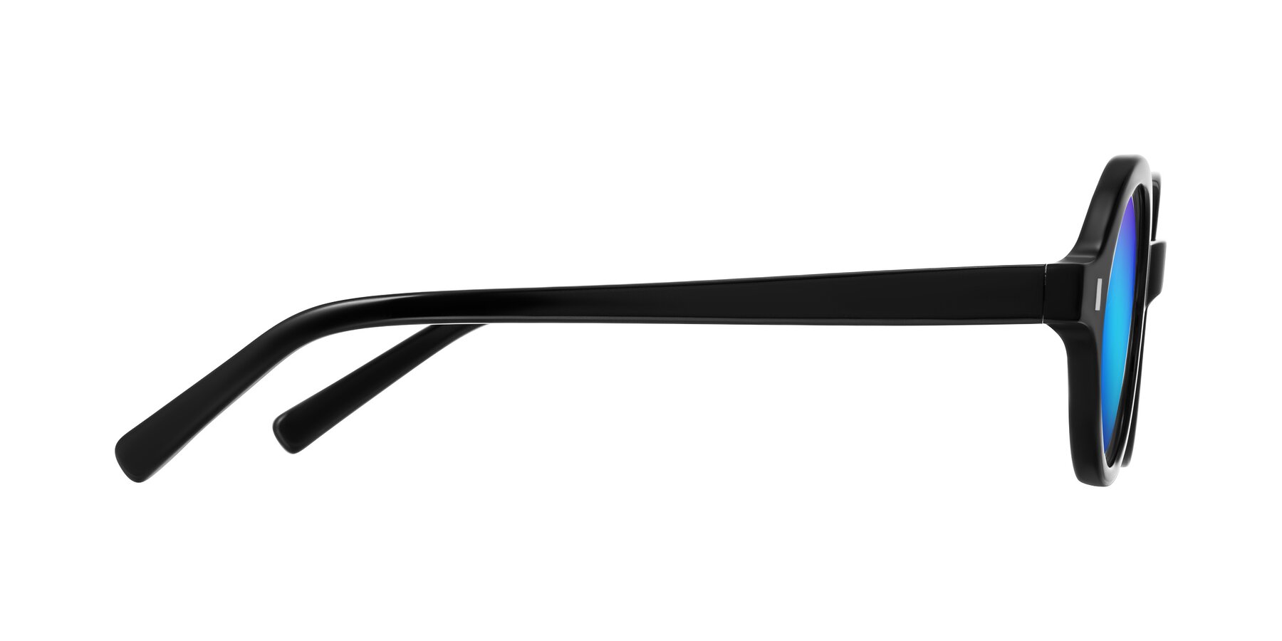 Side of Lozada in Black with Blue Mirrored Lenses