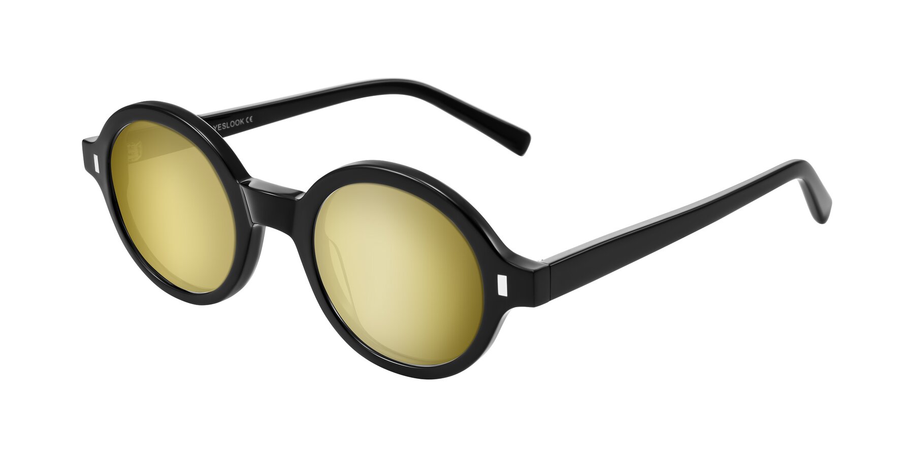 Angle of Lozada in Black with Gold Mirrored Lenses