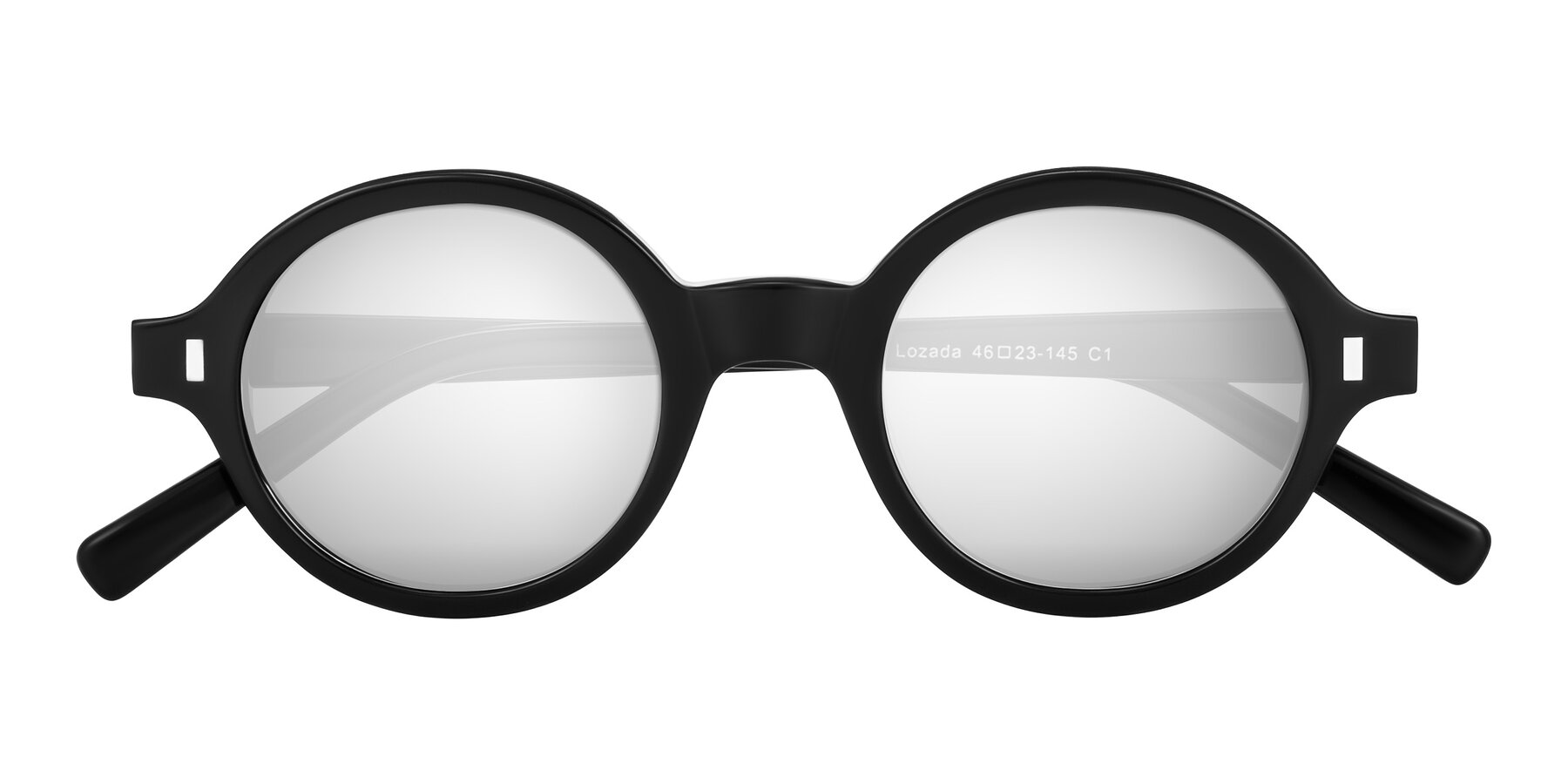 Folded Front of Lozada in Black with Silver Mirrored Lenses
