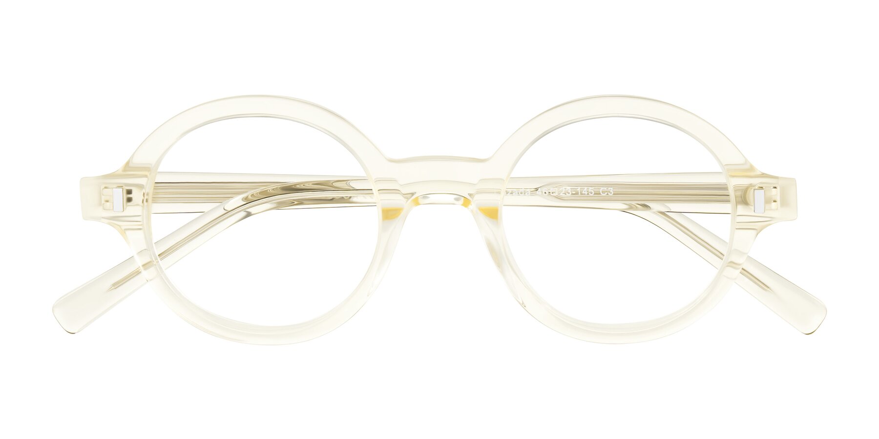 Folded Front of Lozada in Transparent Yellow with Clear Blue Light Blocking Lenses