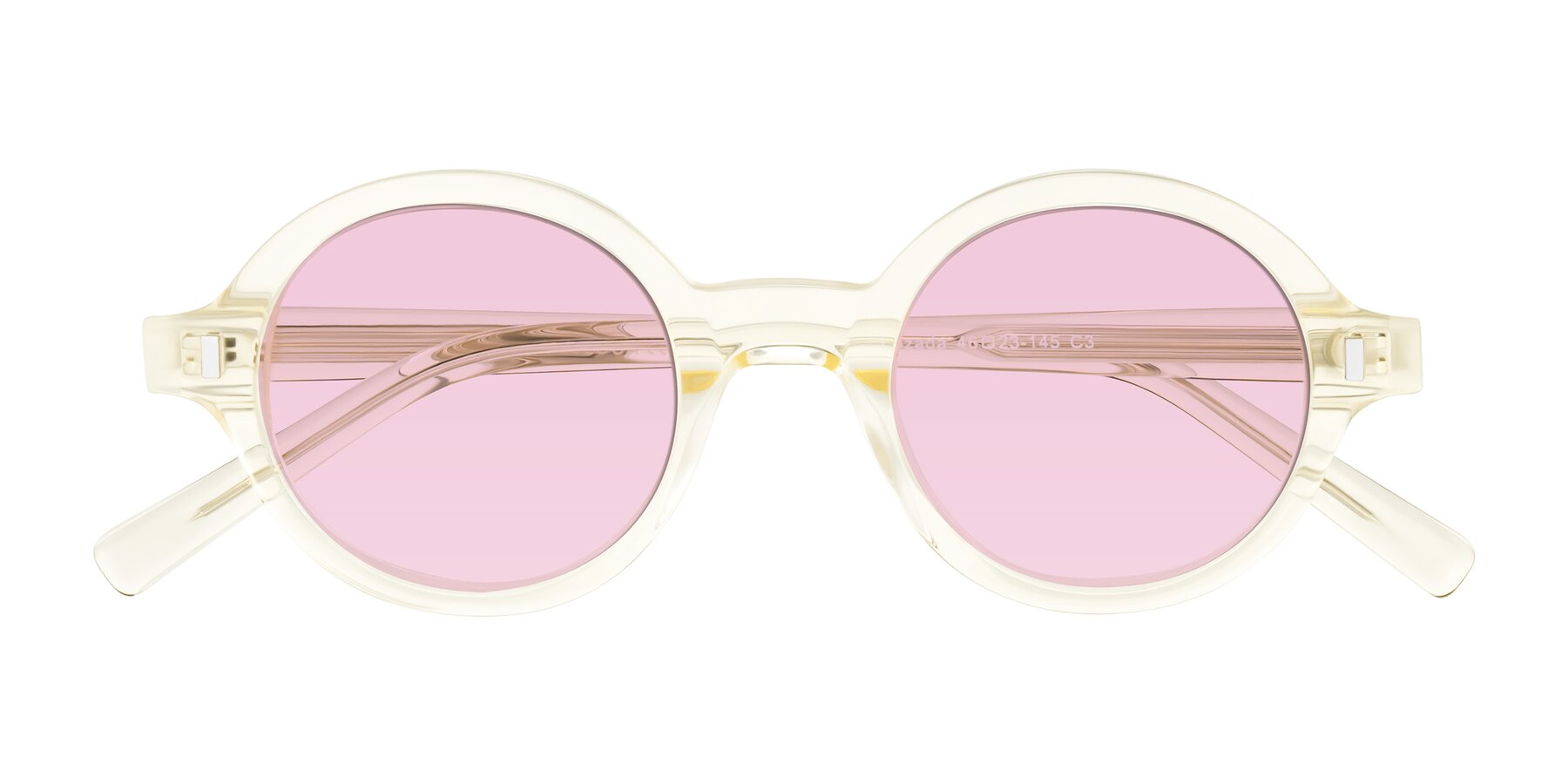 Folded Front of Lozada in Transparent Yellow with Light Pink Tinted Lenses
