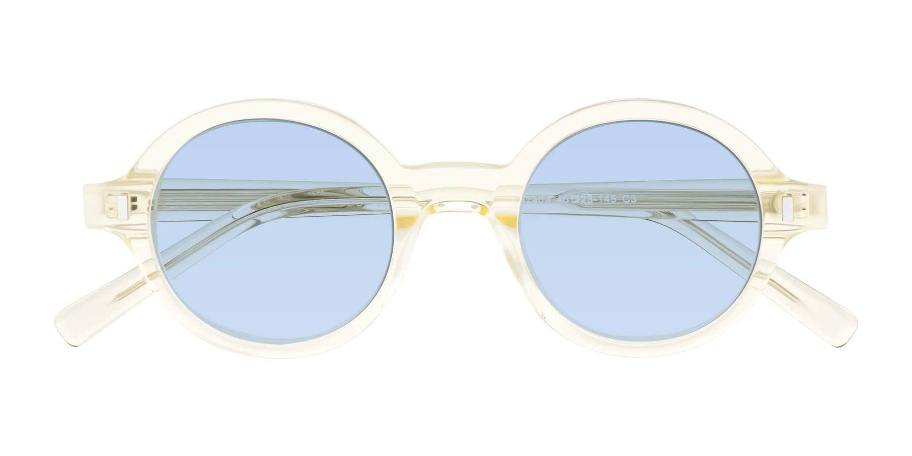 Folded Front of Lozada in Transparent Yellow with Light Blue Tinted Lenses