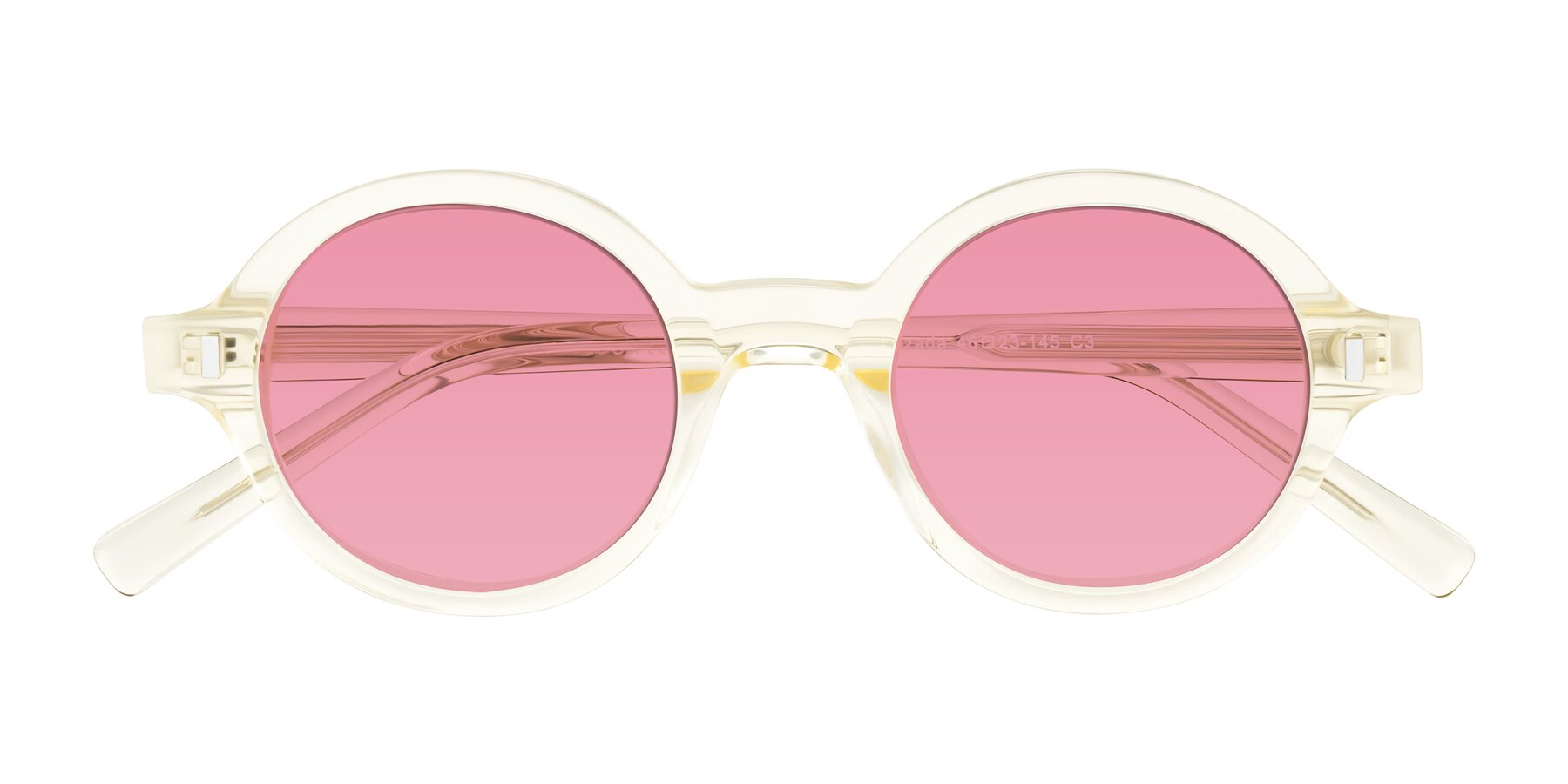 Folded Front of Lozada in Transparent Yellow with Pink Tinted Lenses