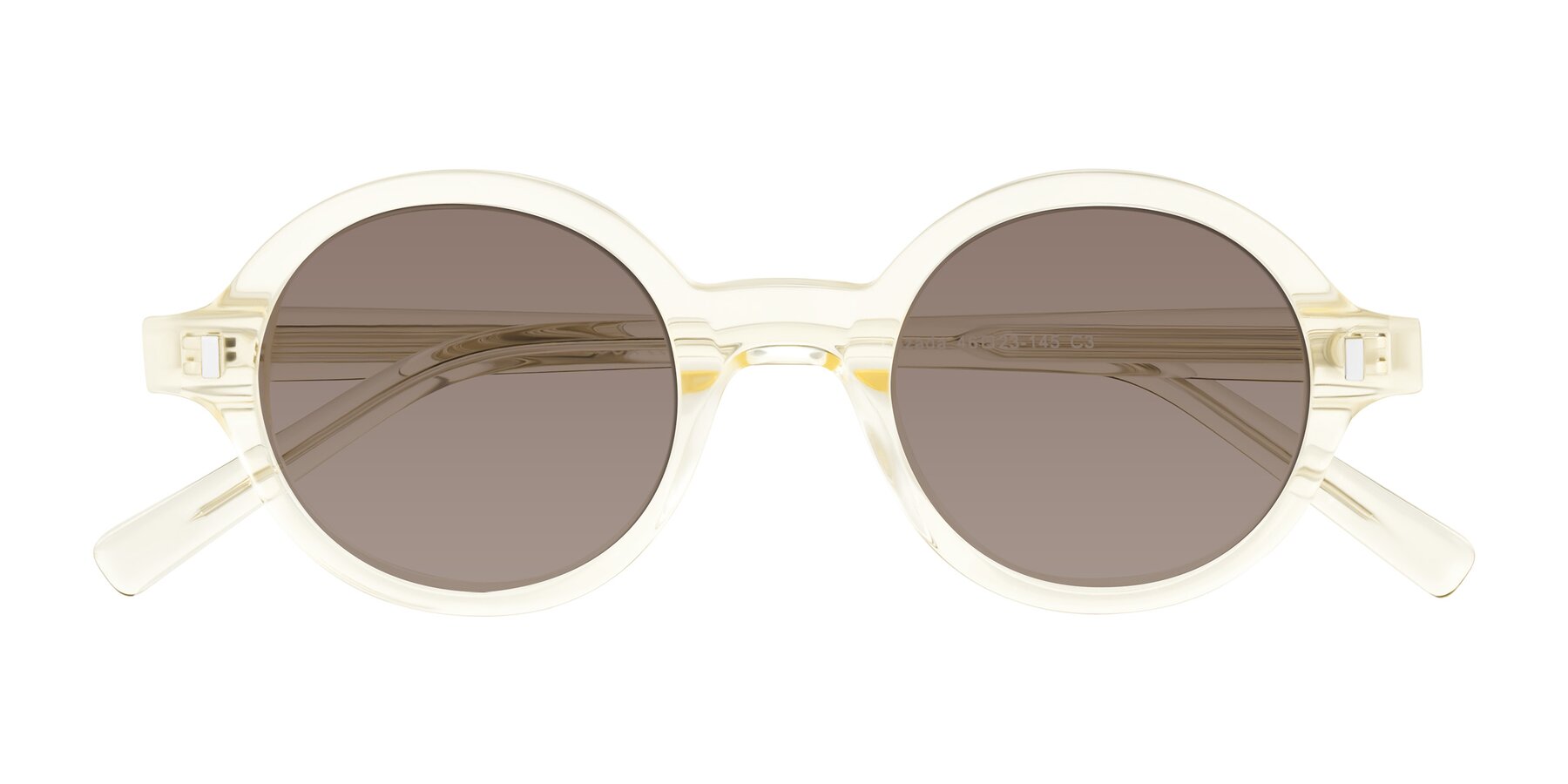 Folded Front of Lozada in Transparent Yellow with Medium Brown Tinted Lenses