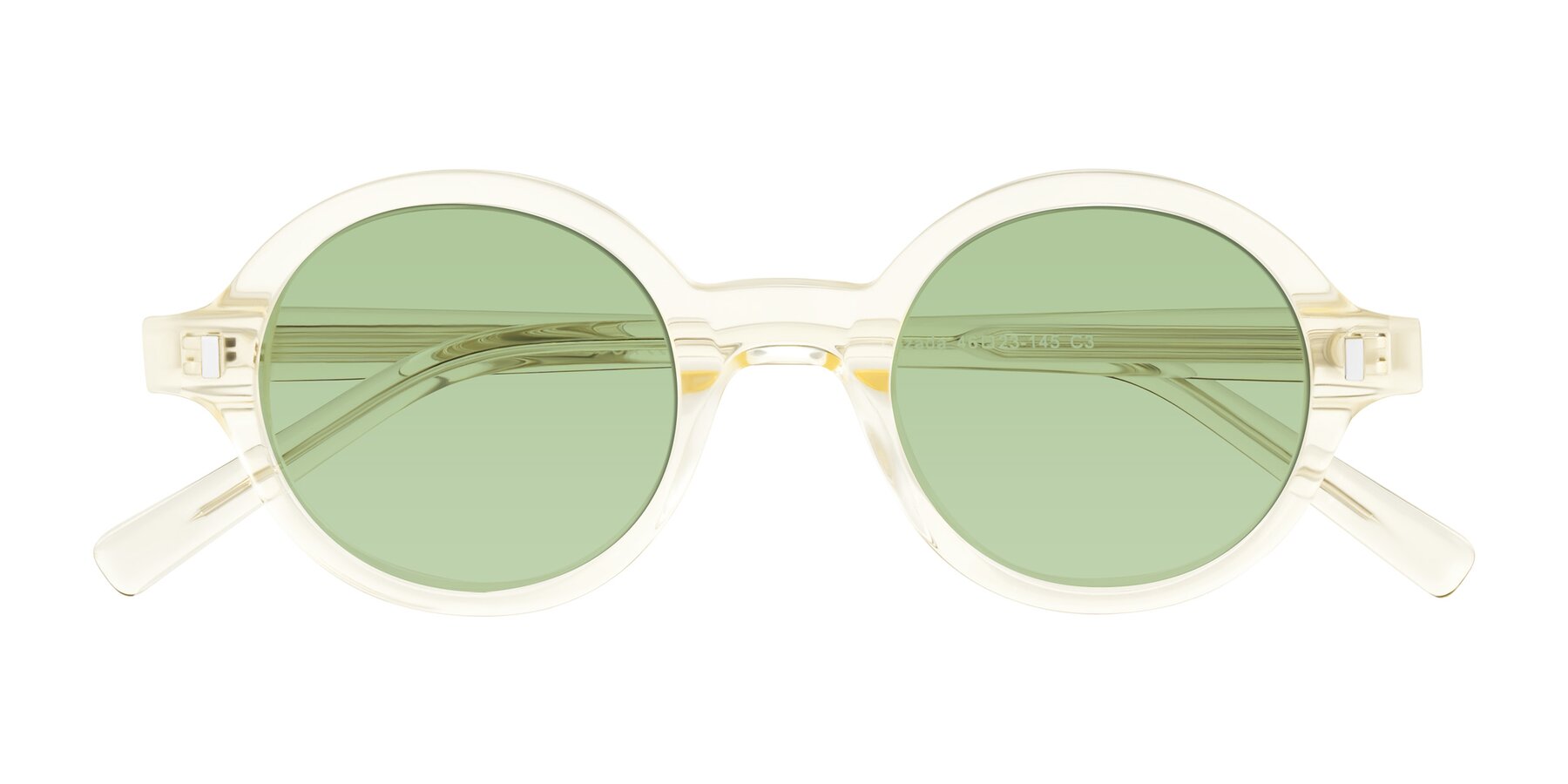 Folded Front of Lozada in Transparent Yellow with Medium Green Tinted Lenses