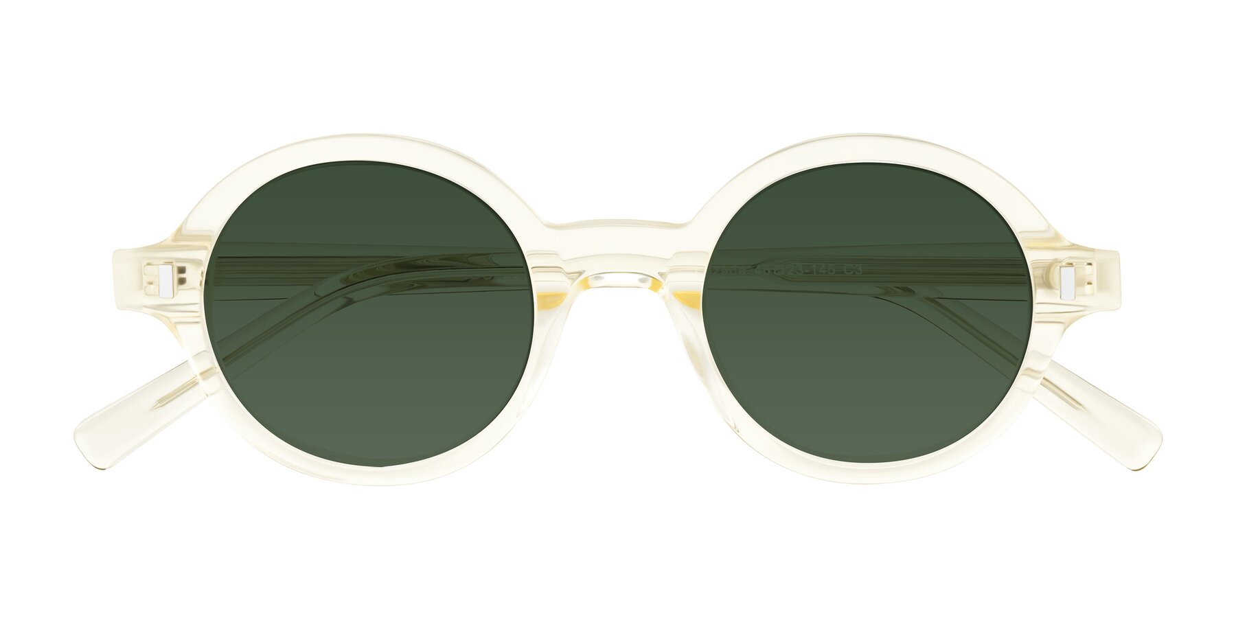 Folded Front of Lozada in Transparent Yellow with Green Tinted Lenses