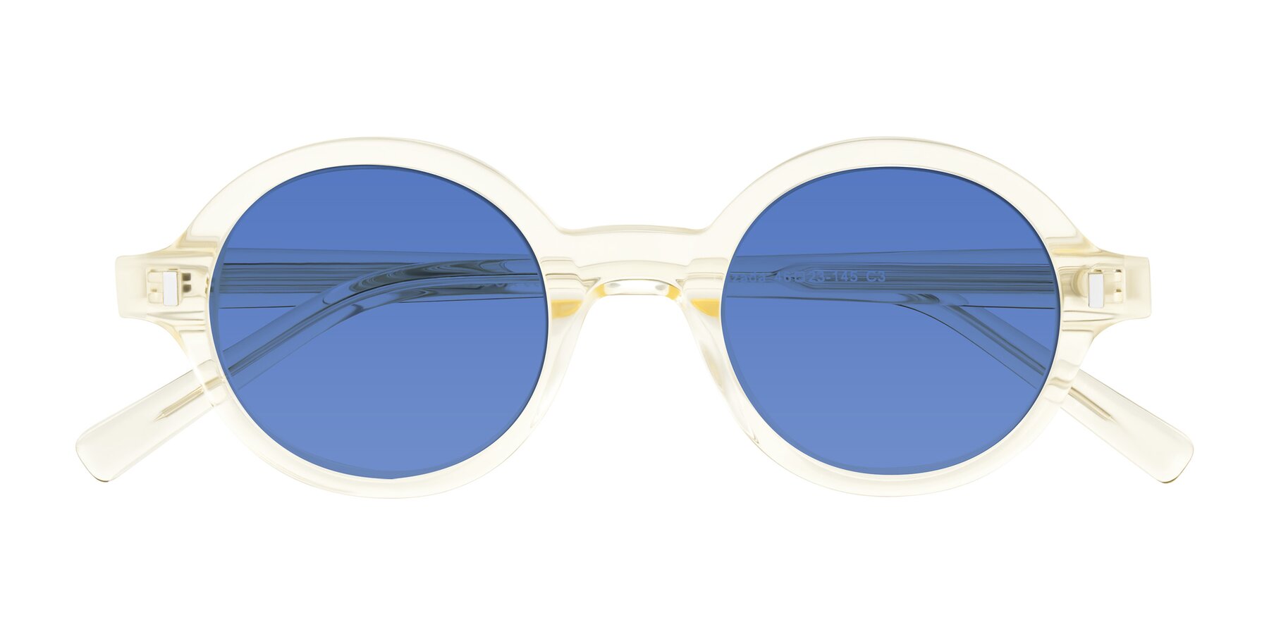 Folded Front of Lozada in Transparent Yellow with Blue Tinted Lenses