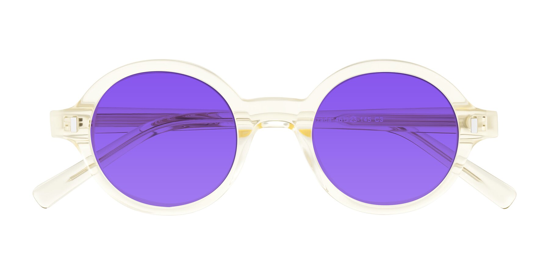 Folded Front of Lozada in Transparent Yellow with Purple Tinted Lenses