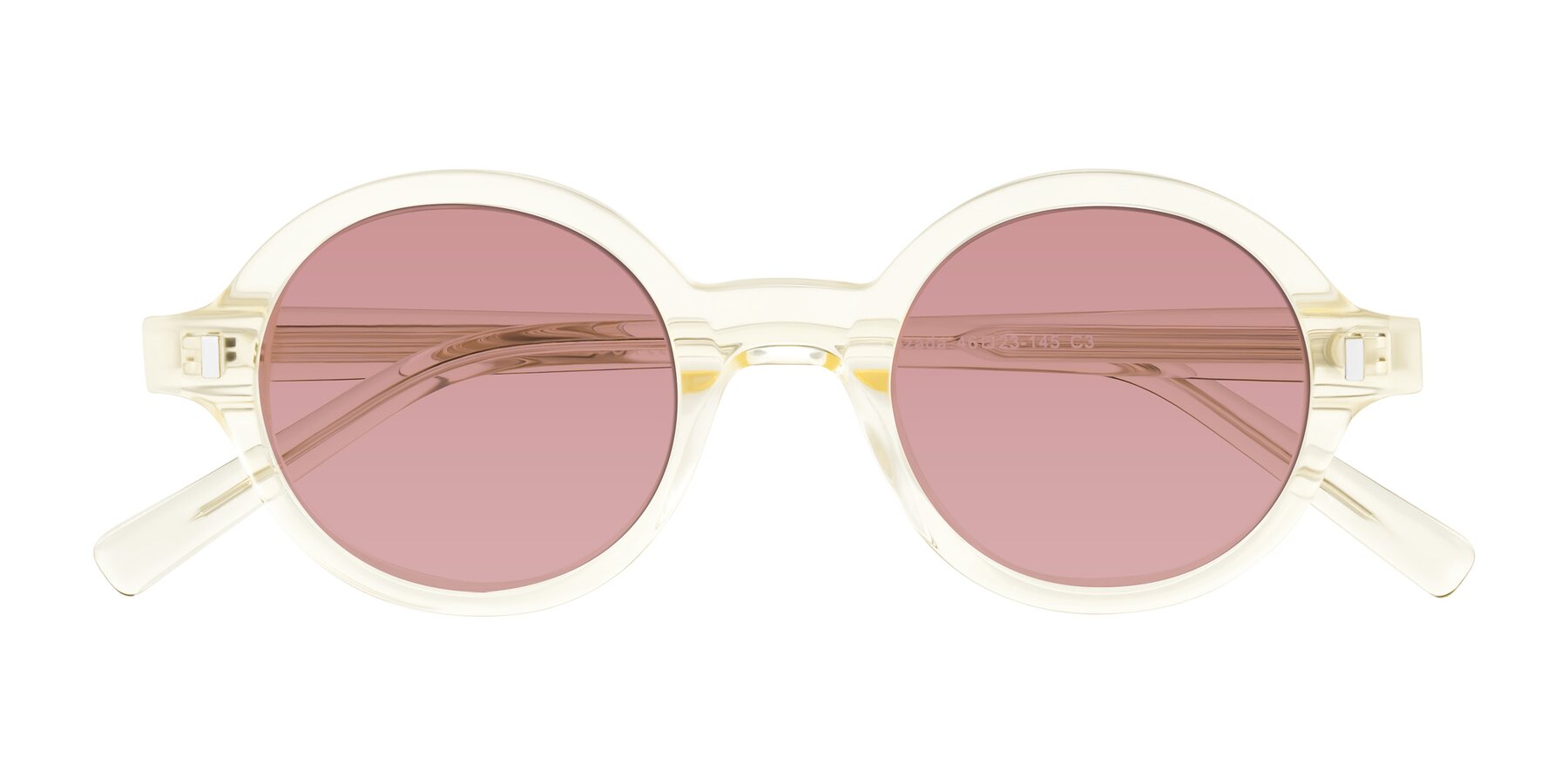 Folded Front of Lozada in Transparent Yellow with Medium Garnet Tinted Lenses