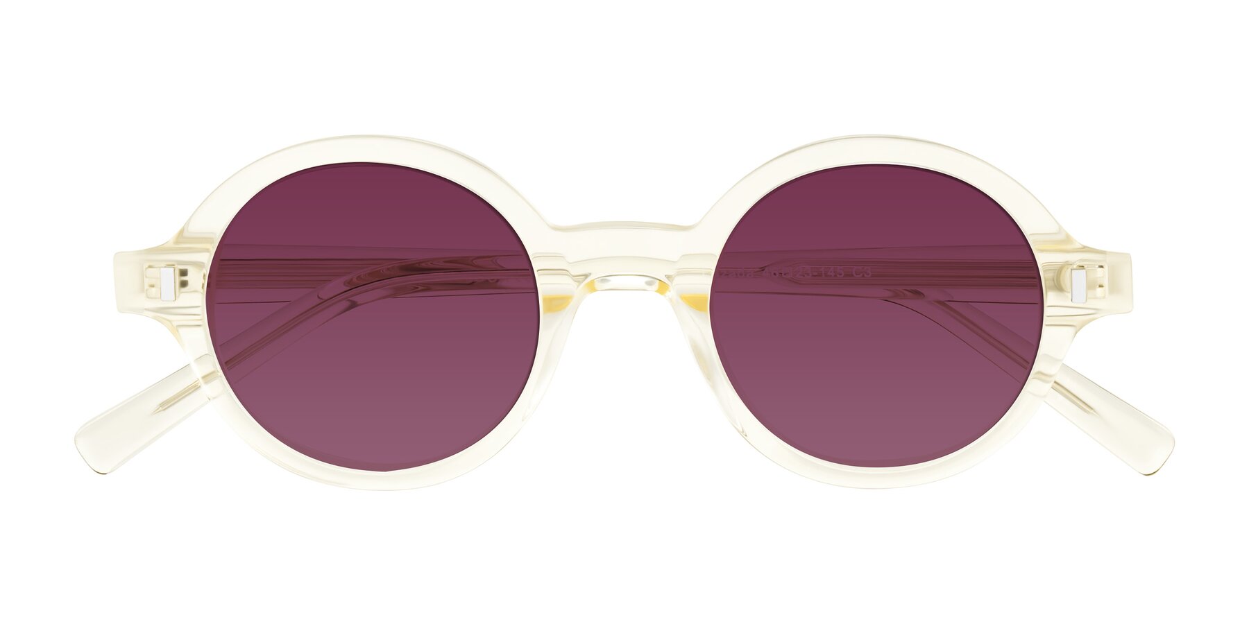 Folded Front of Lozada in Transparent Yellow with Wine Tinted Lenses