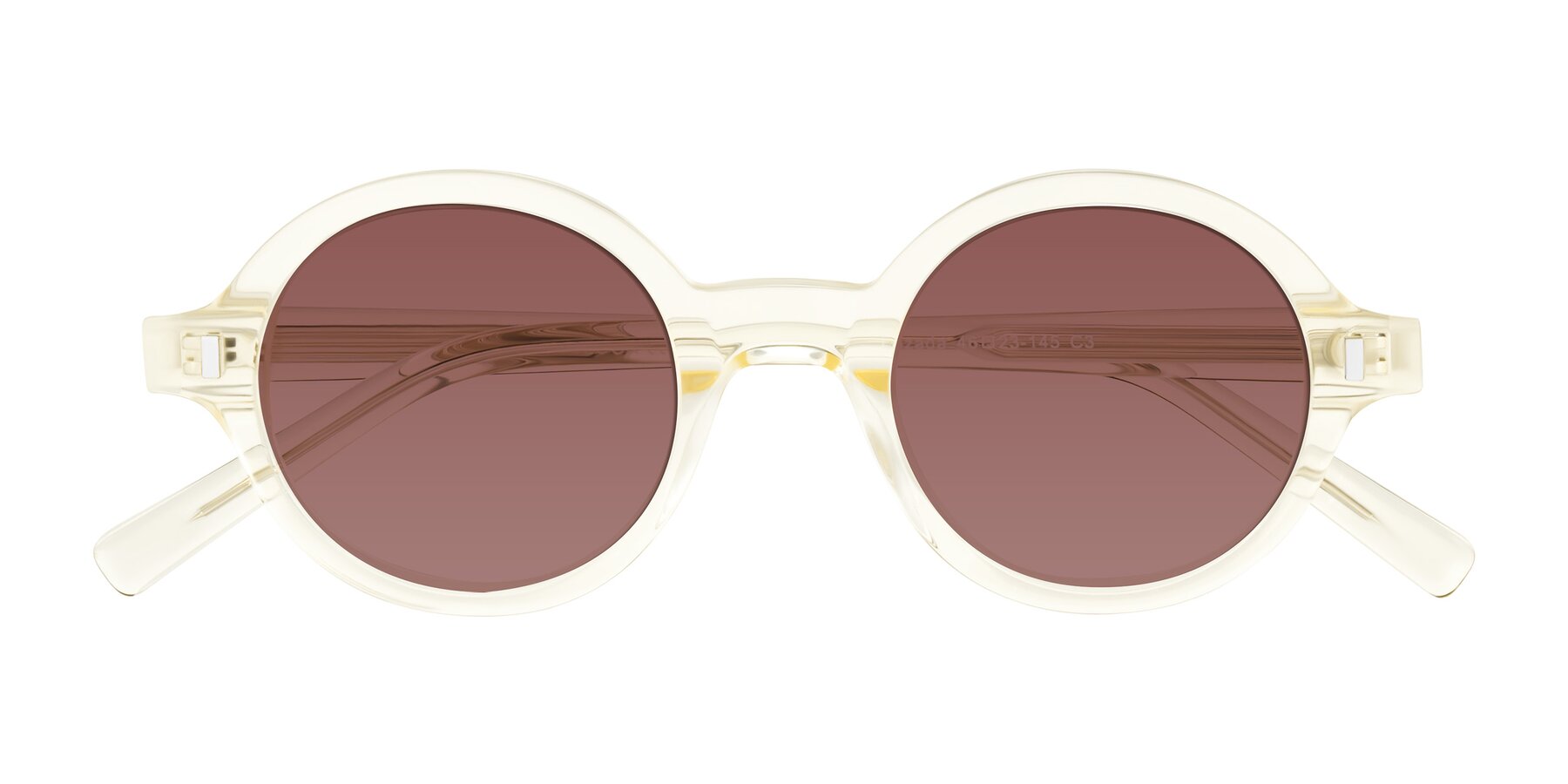 Folded Front of Lozada in Transparent Yellow with Garnet Tinted Lenses