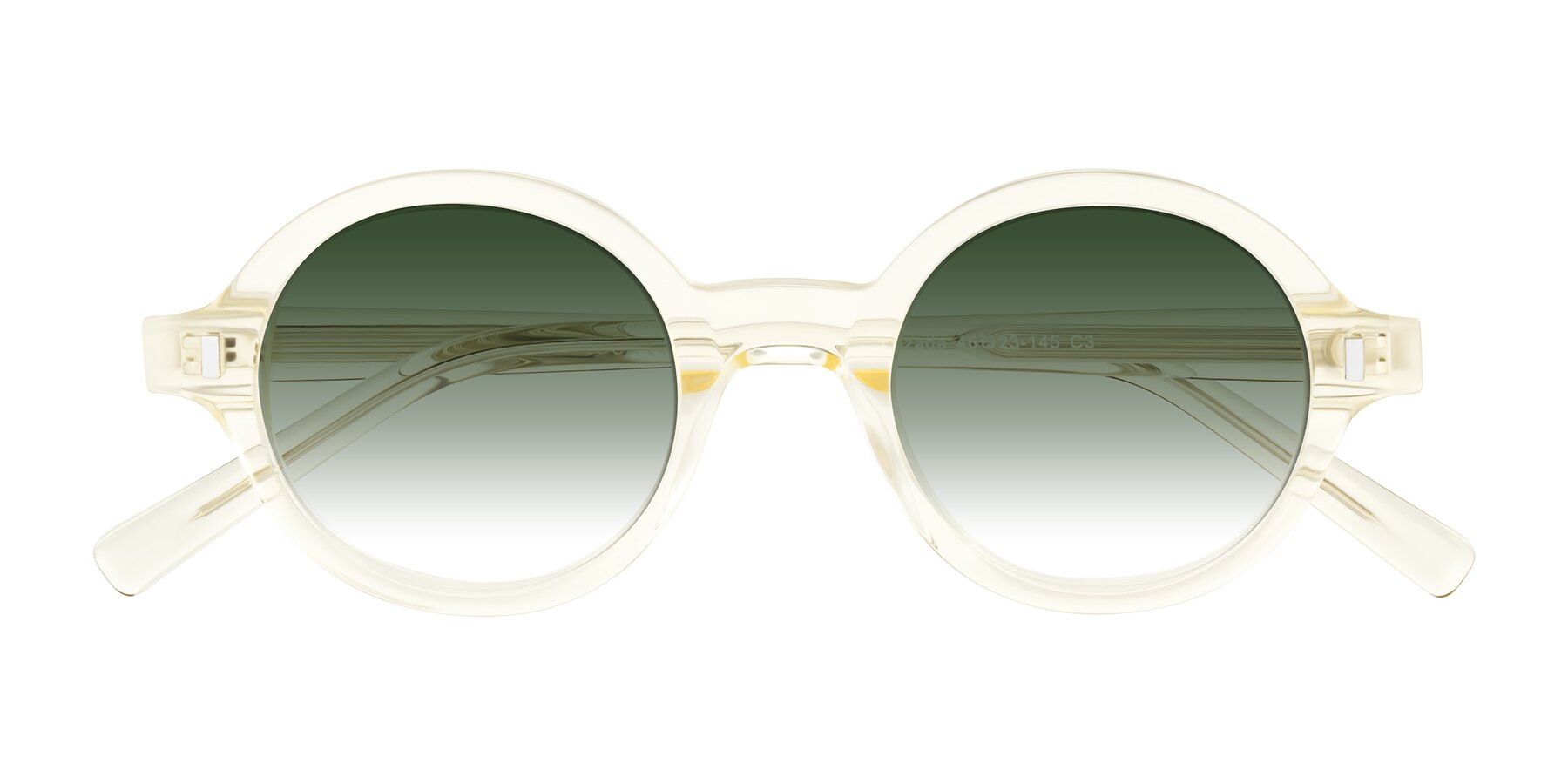 Folded Front of Lozada in Transparent Yellow with Green Gradient Lenses