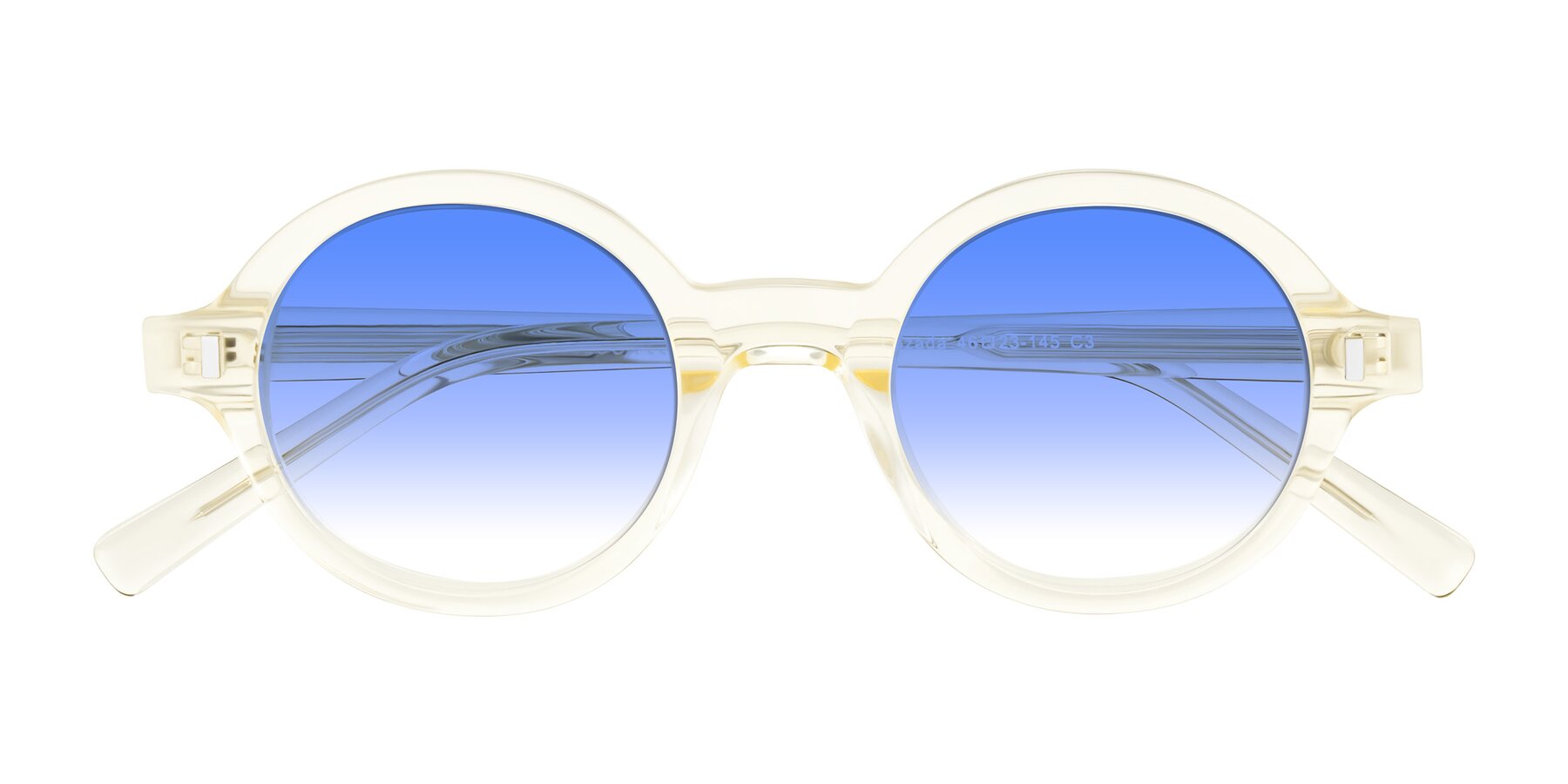Folded Front of Lozada in Transparent Yellow with Blue Gradient Lenses