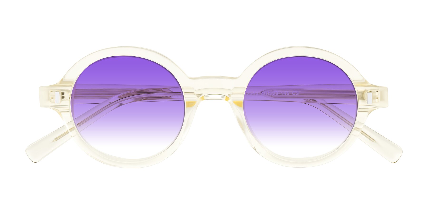 Folded Front of Lozada in Transparent Yellow with Purple Gradient Lenses