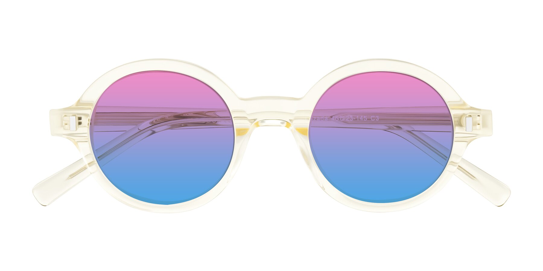 Folded Front of Lozada in Transparent Yellow with Pink / Blue Gradient Lenses