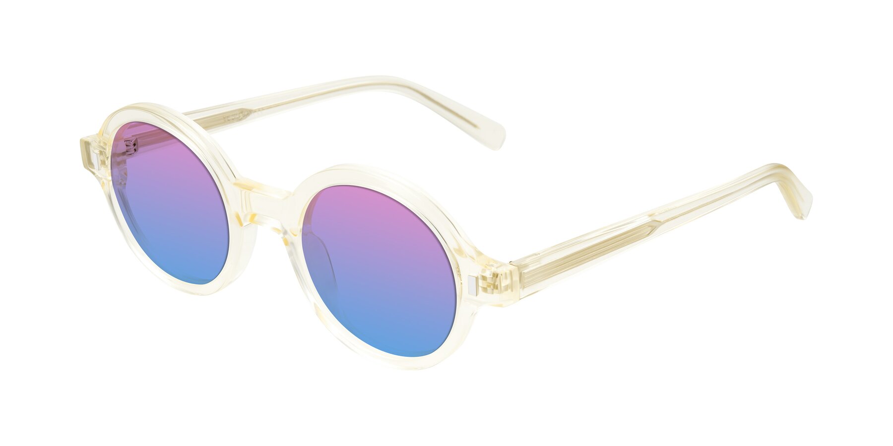 Angle of Lozada in Transparent Yellow with Pink / Blue Gradient Lenses