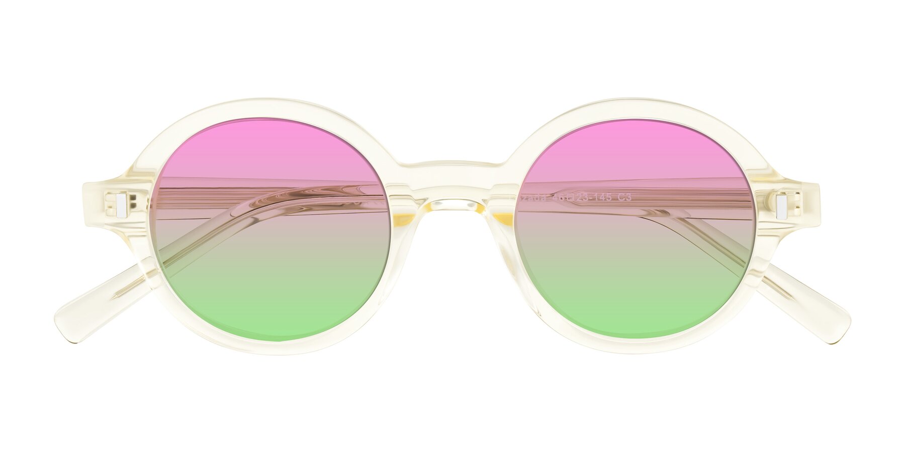Folded Front of Lozada in Transparent Yellow with Pink / Green Gradient Lenses